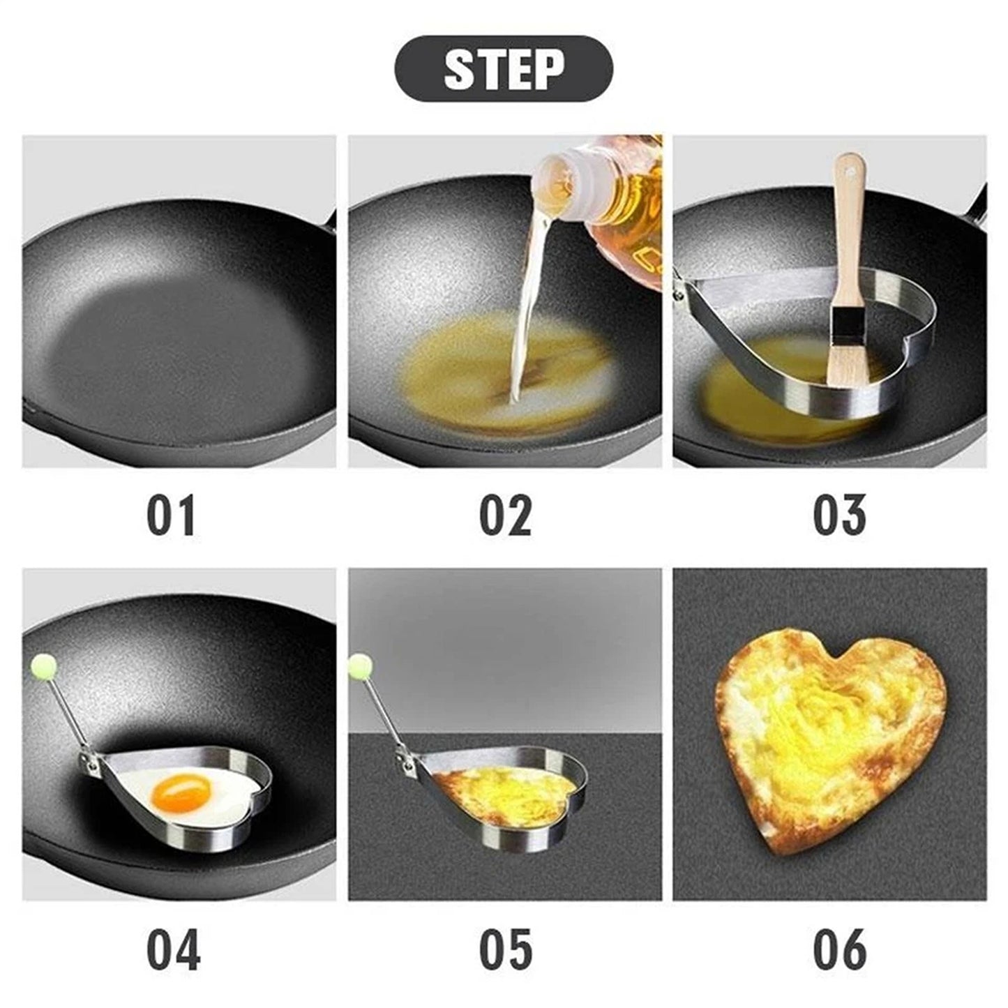 5 Piece Stainless Steel Egg Rings for Pancakes and Fried Eggs