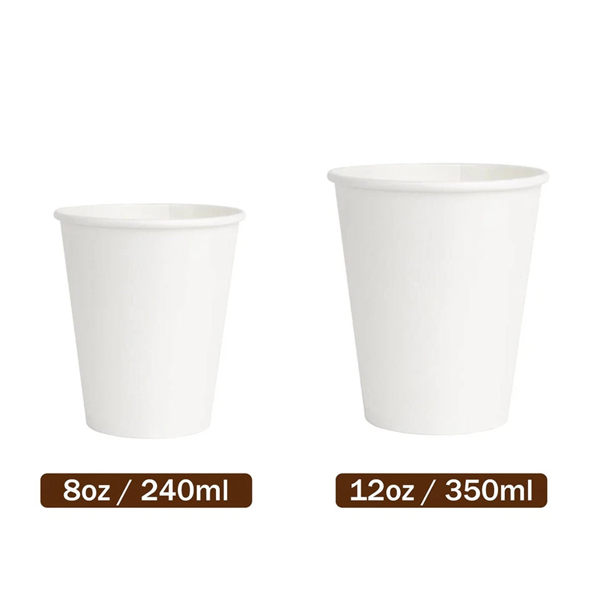Disposable Paper Cups for Coffee Tea Water Takeaway 8oz 12oz 16oz White 100pcs