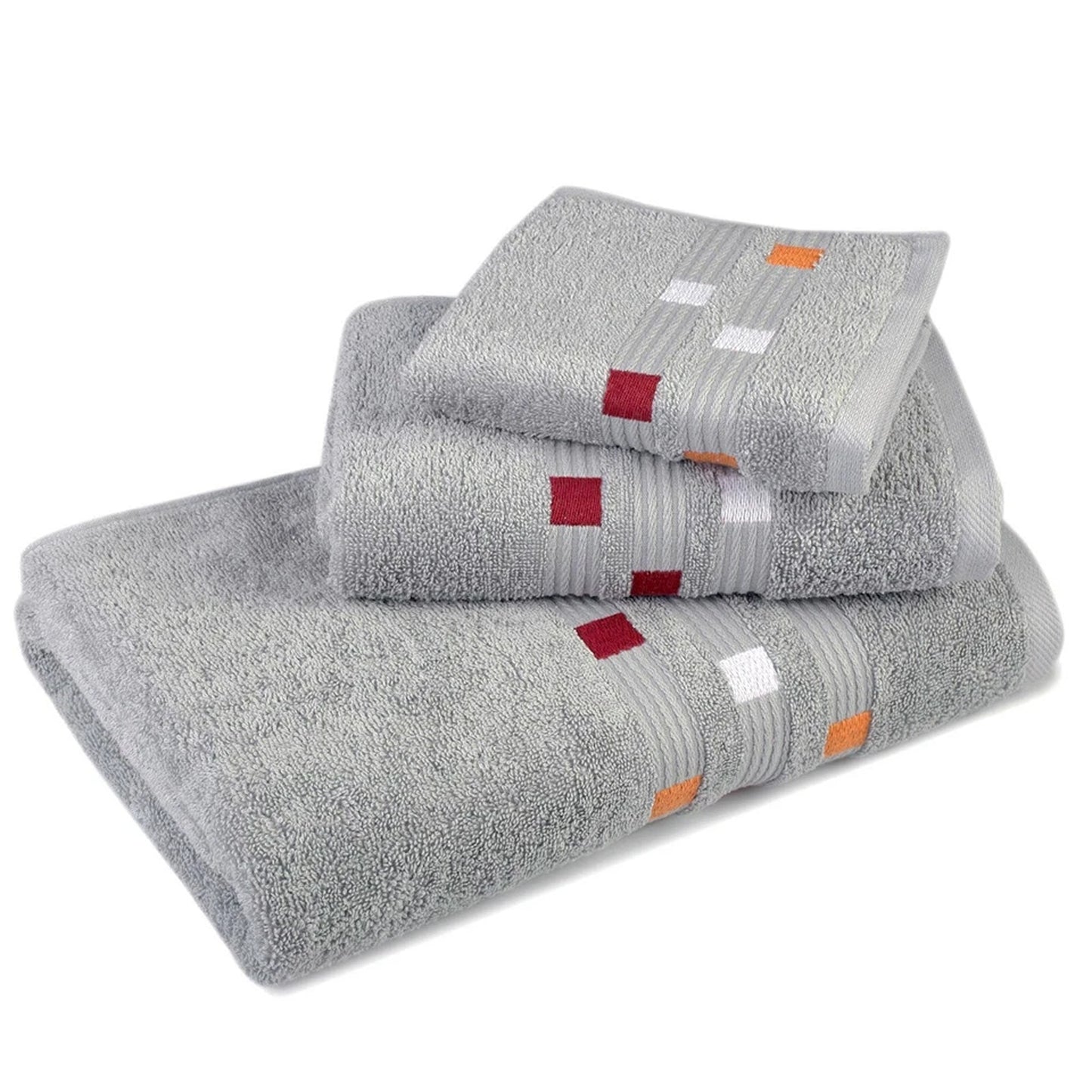 Silver Soft and Absorbent Luxury Cotton Towel Set 550 GSM