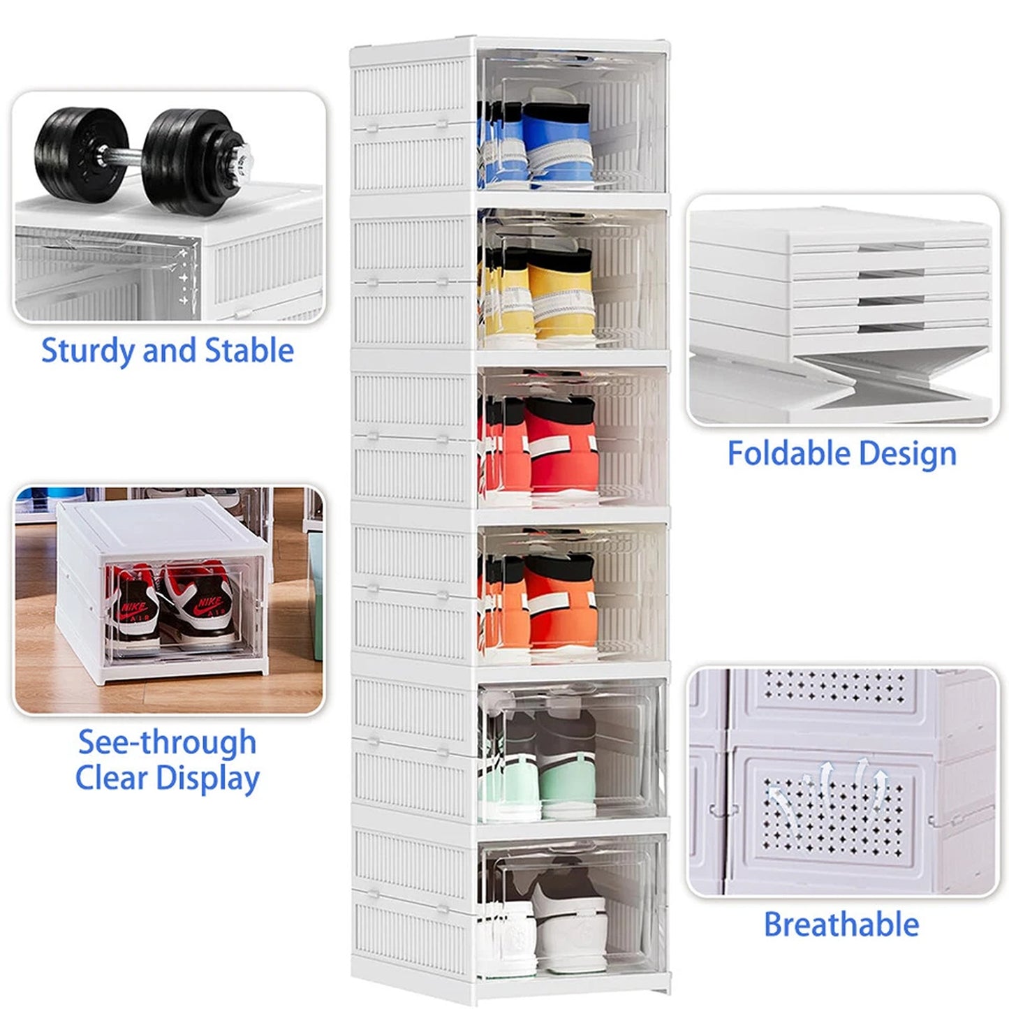 Foldable Shoe Organizer Stand 6 Tier Storage Rack For Shoes