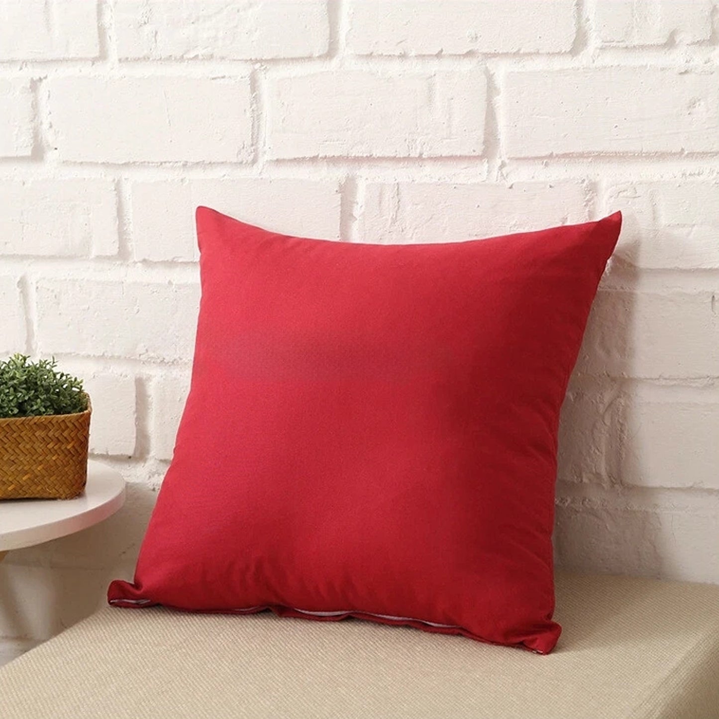 Burgundy Minimalist Plain Cushion Cover Soft Decorative Pillow Case