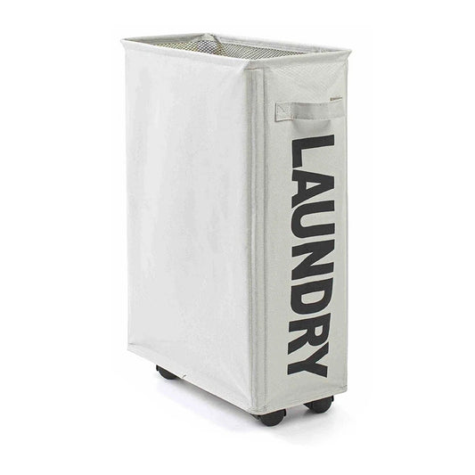 Light Grey Foldable Laundry Hamper Basket with Storage Bag
