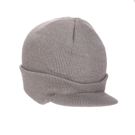 Light Grey Outdoor Fleece Lined Knit Hat for Cold Weather