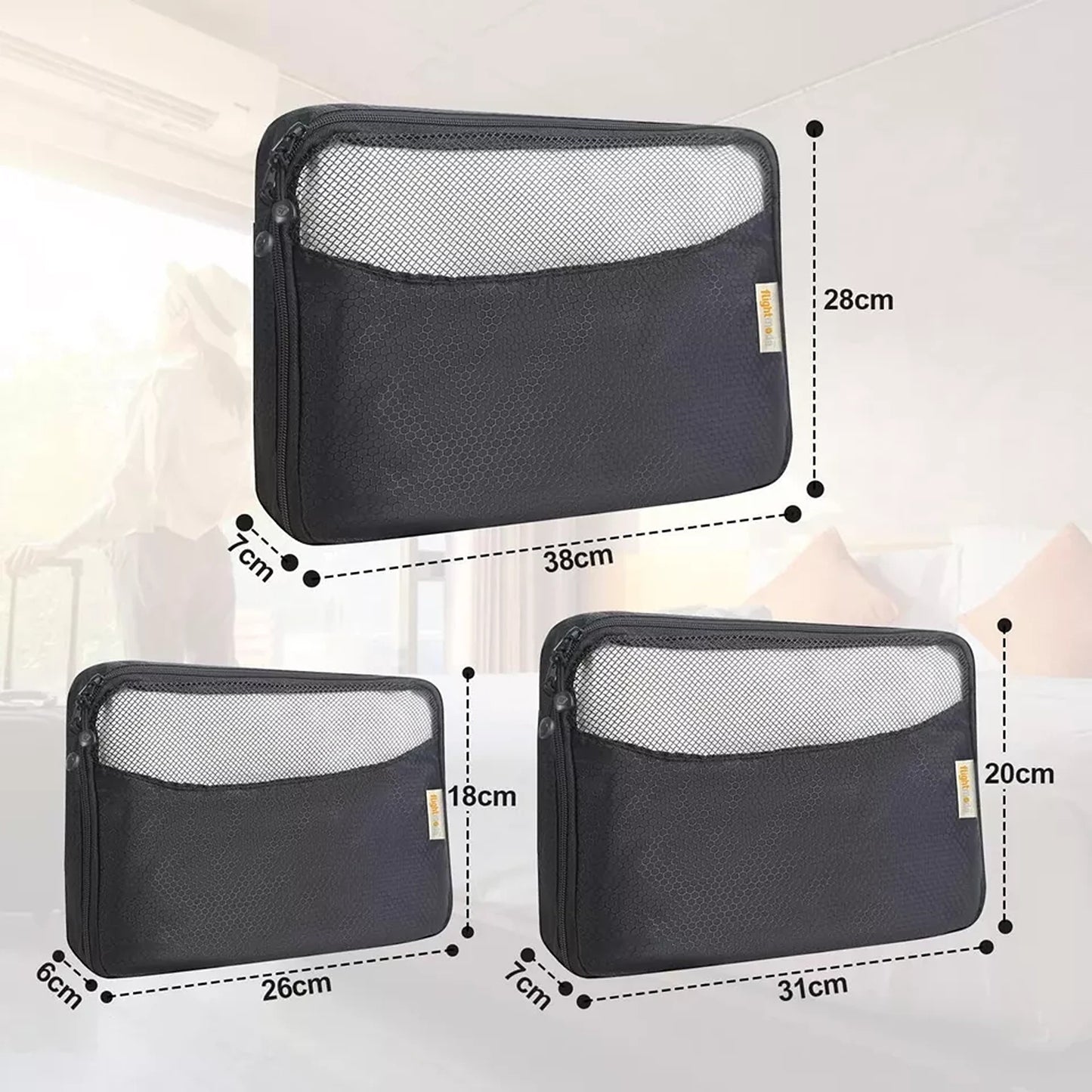 3x Bags Organiser Suitcases Packing Cubes Travel Storage Luggage