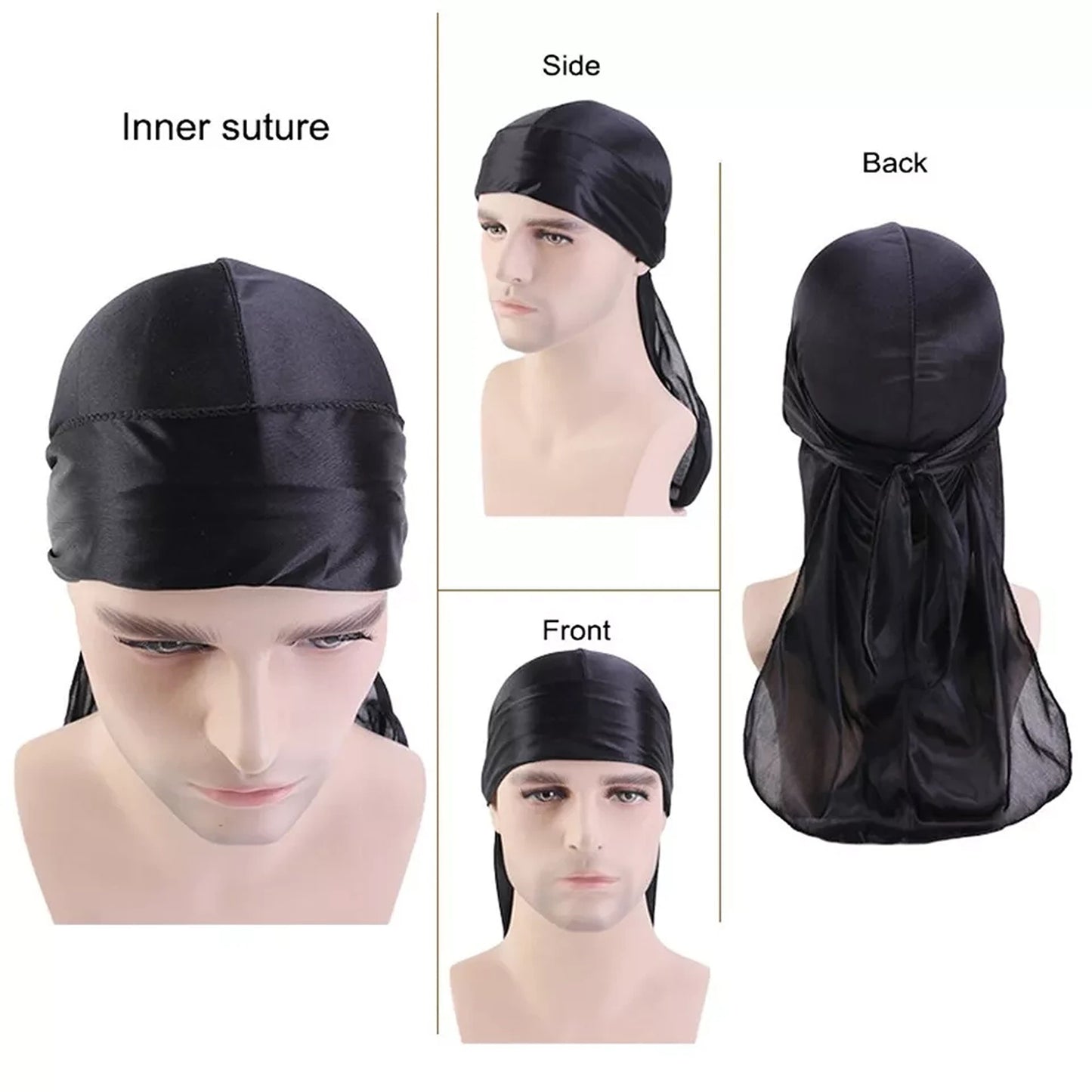 Unisex Bandana Doo Durag Headwear Soft Silk Pirate Cap Wrap Fashion Men Women