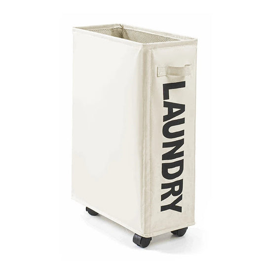 Cream Foldable Laundry Hamper Basket with Storage Bag