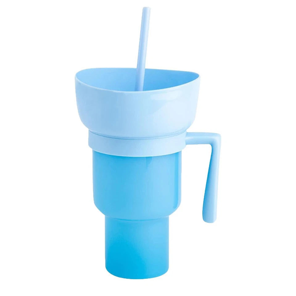Blue 1000ml Stadium Tumbler with Snack Cup
