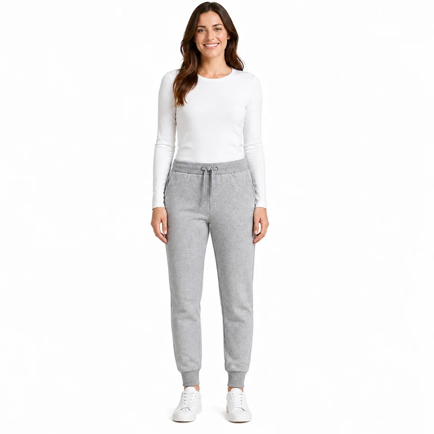 Grey Unisex Sherpa Fleece Lined Track Pants with Cuffed Legs