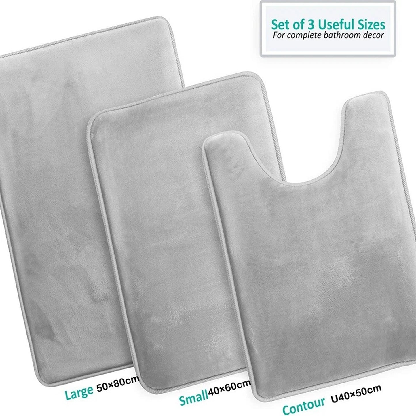 Memory Foam Bath Mat Set for Bathroom