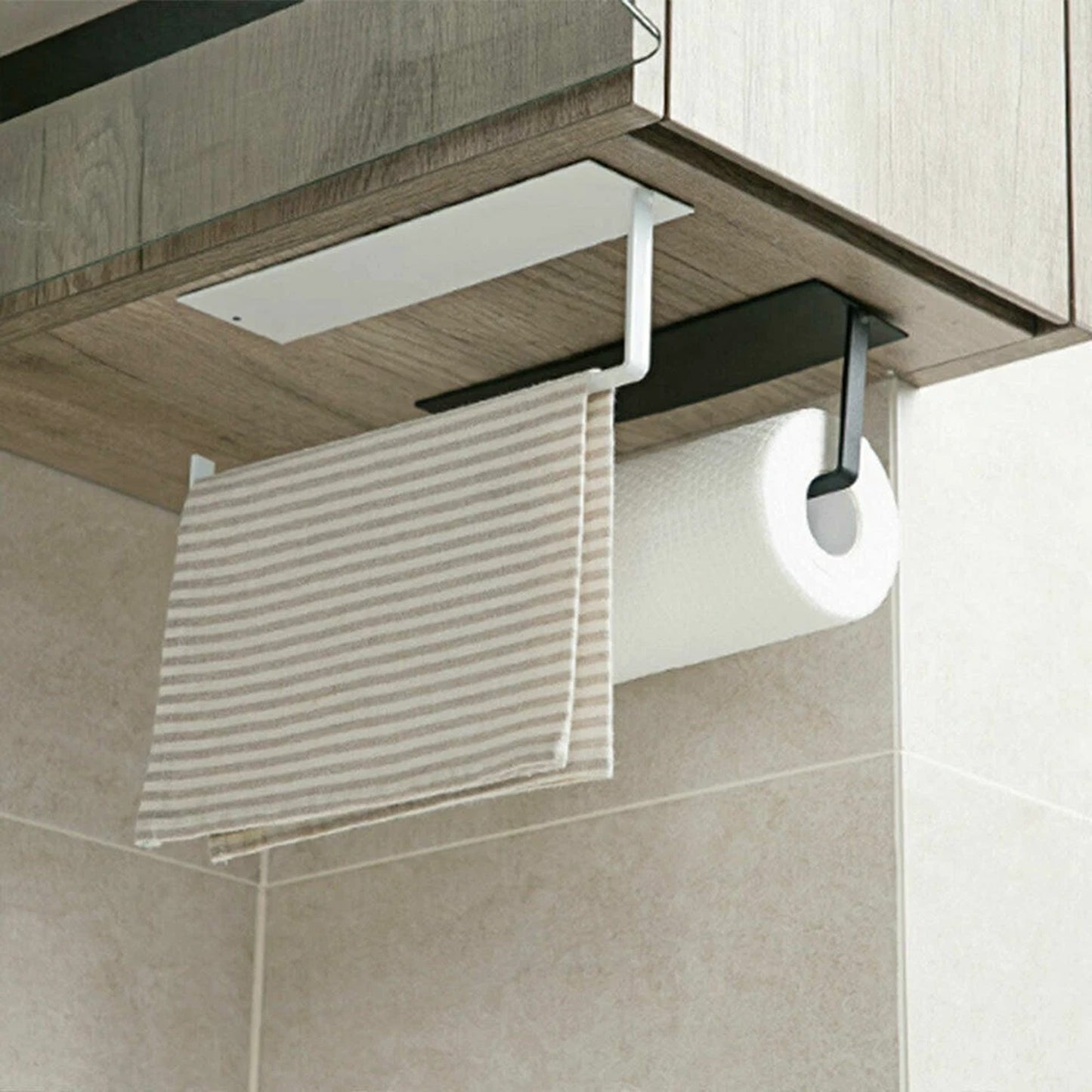 Paper Towel Holder Under Cabinet Rack Kitchen Roll Organizer 2pcs