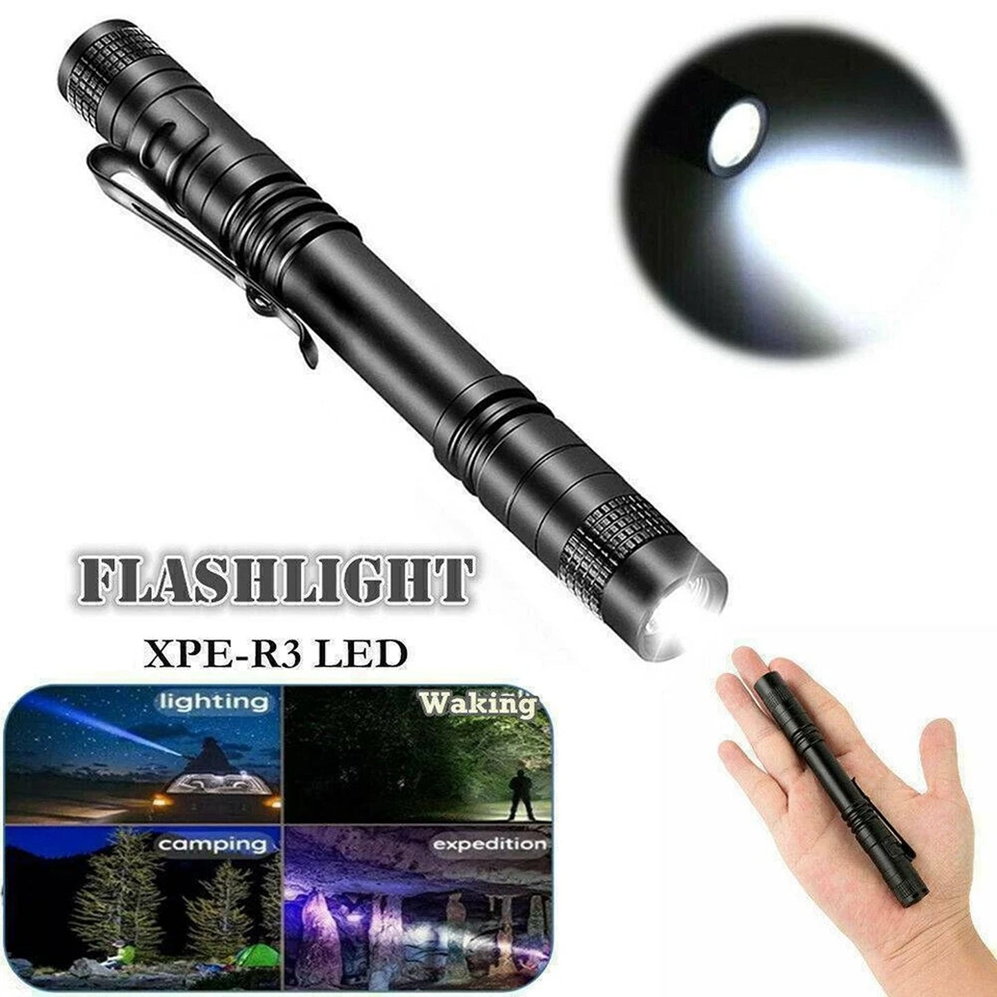 2Pcs Mini LED Pen Light Small Portable Flashlight Torch
