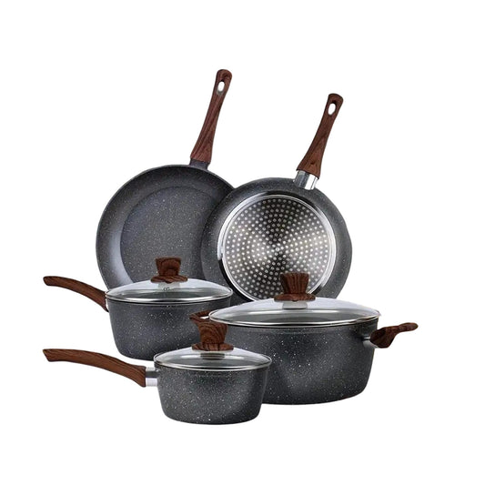 8x Non-stick Frying Pan Cookware Set Frypan Casserole Saucepan Pot Cooking