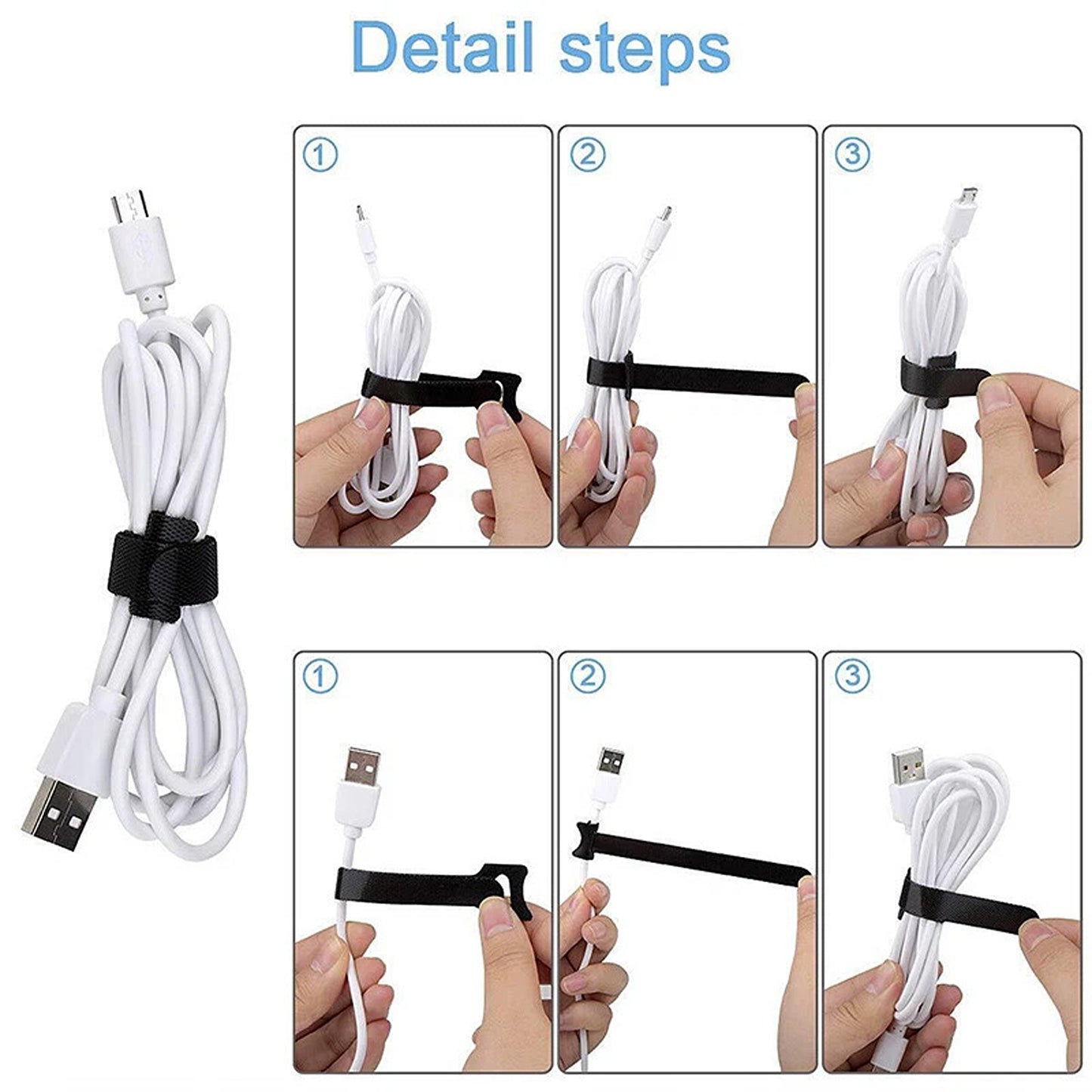 100 Piece Nylon Cable Tie Set for Home Office and Electronics