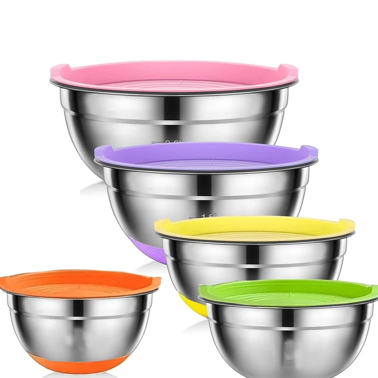 5 Piece Stainless Steel Kitchen Mixing Bowls with Lids