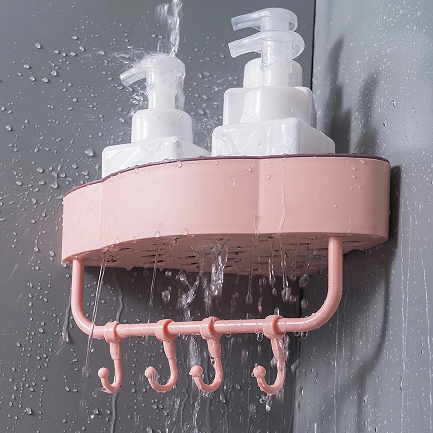 1x Kitchen Bathroom Corner Shower Suction Shelf Wall Storage Caddy Rack Basket