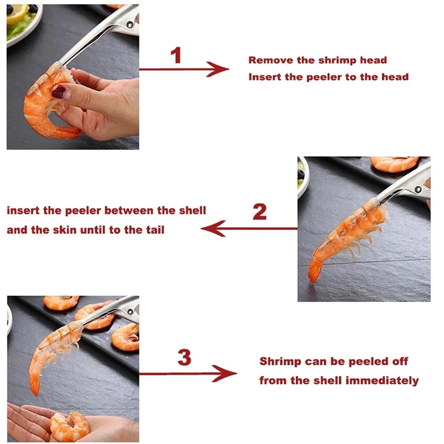 Stainless Steel Kitchen Tool Shrimp A Creative Deveiner Peel Device Prawn Peeler