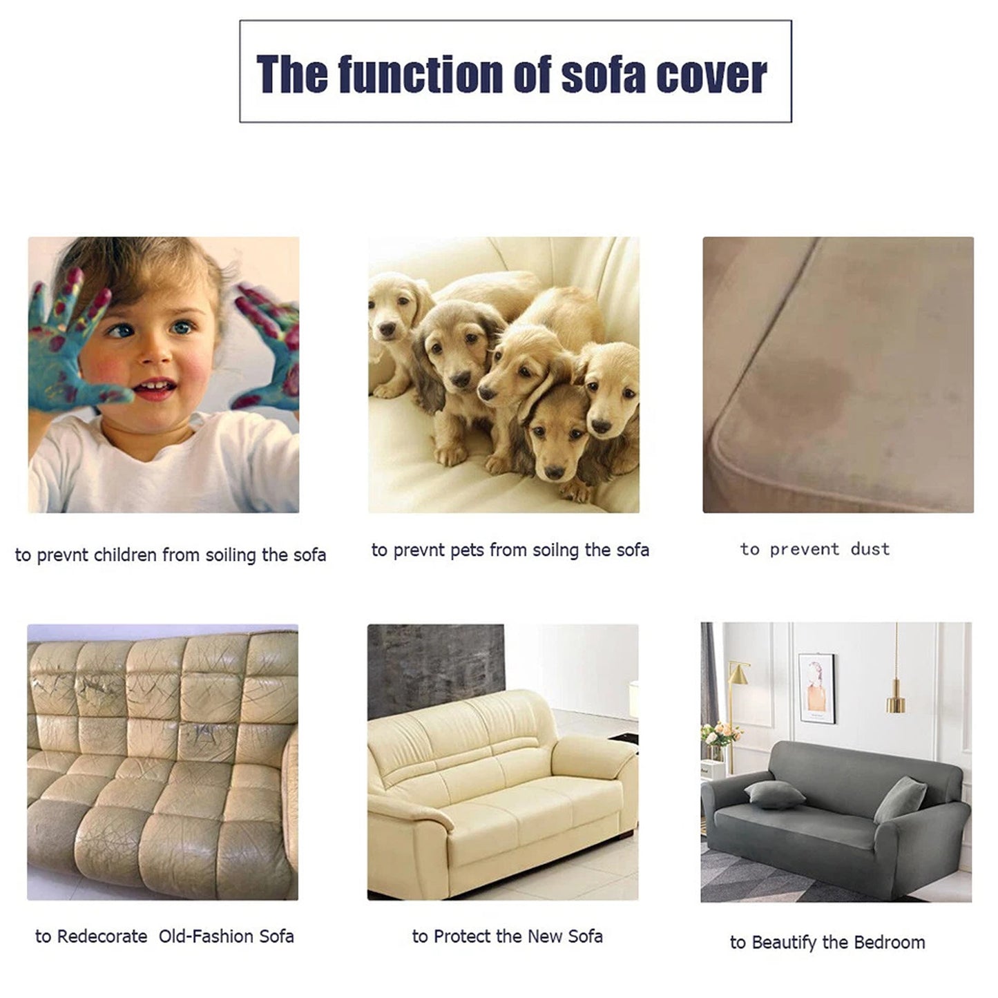 Grey Washable Sofa Slipcover for 1 to 4 Seater Sofas