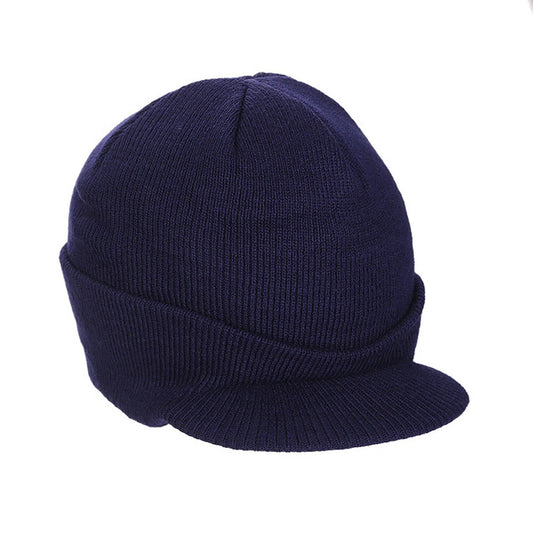 Navy Grey Outdoor Fleece Lined Knit Hat for Cold Weather