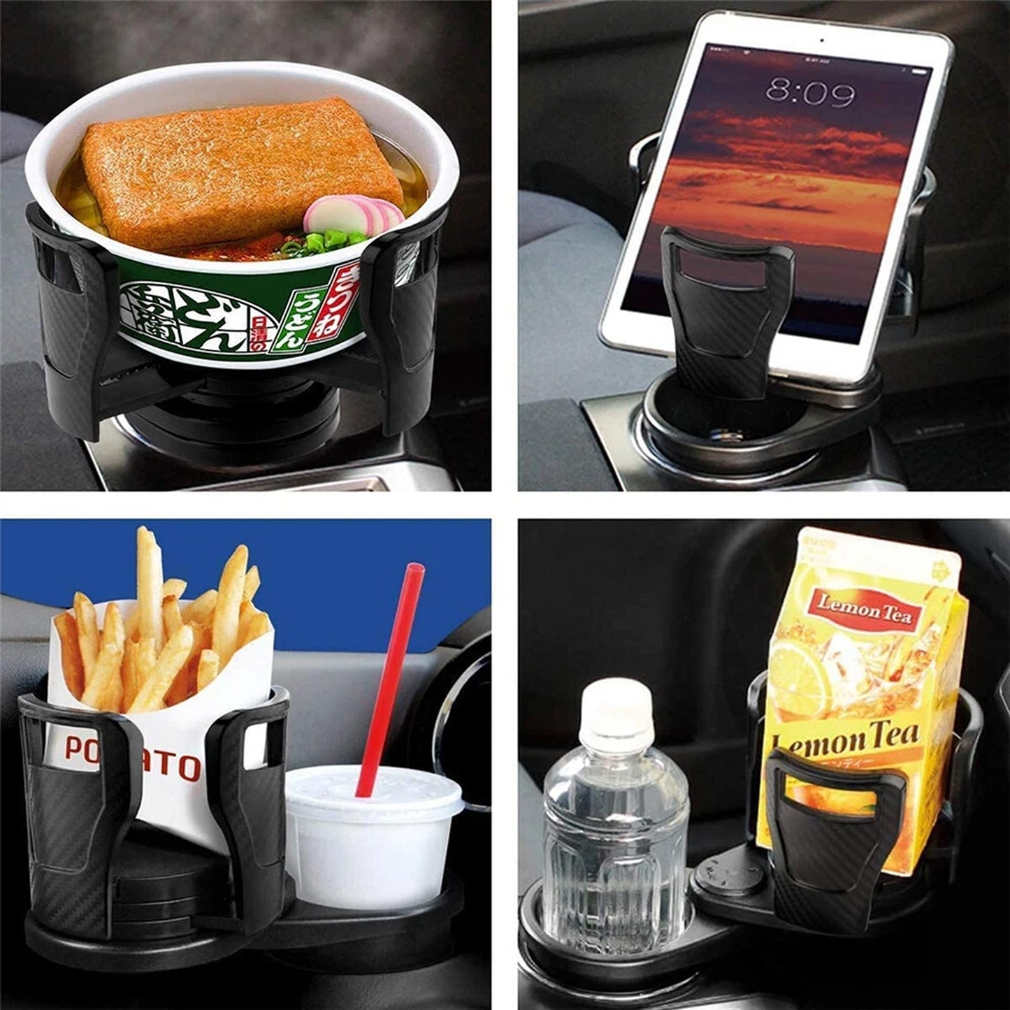 Adjustable 2 in 1 Car Cup Holder Expander with Storage