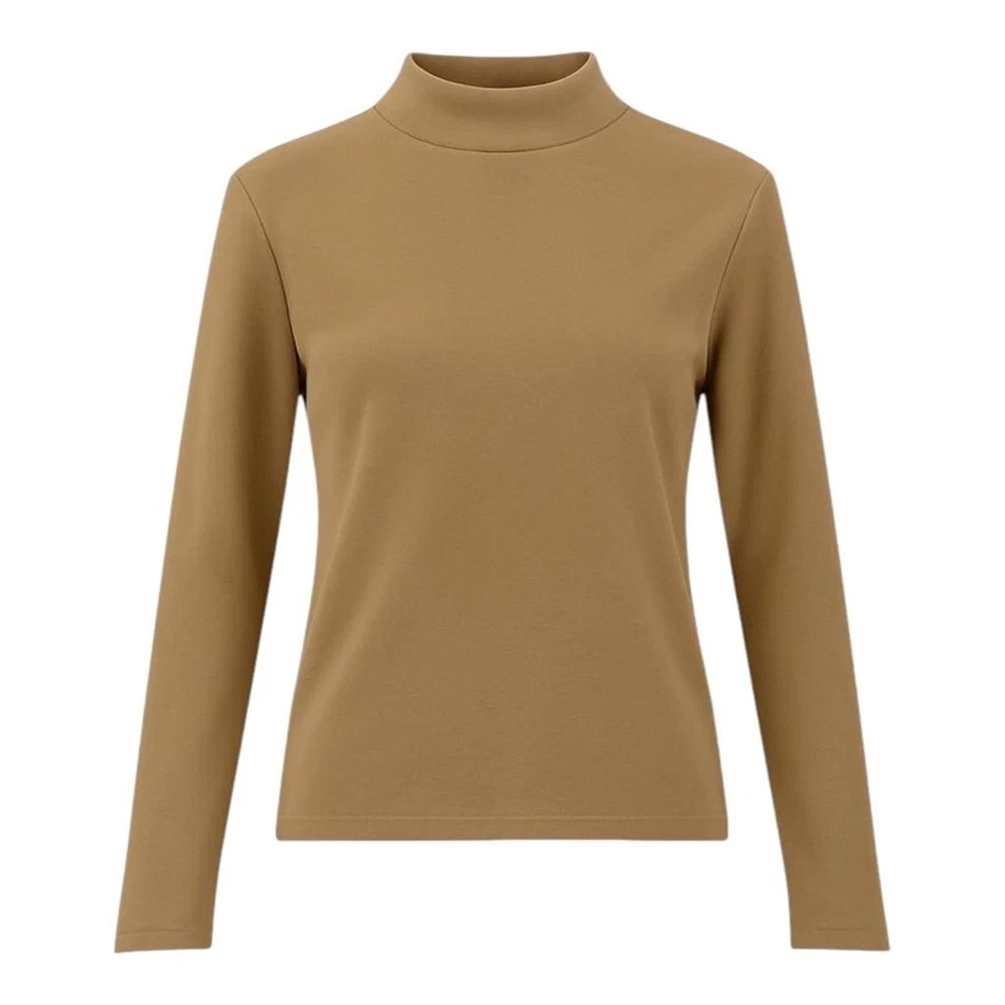 Beige Unisex Thermal Fleece Mock Neck Base Layer Top