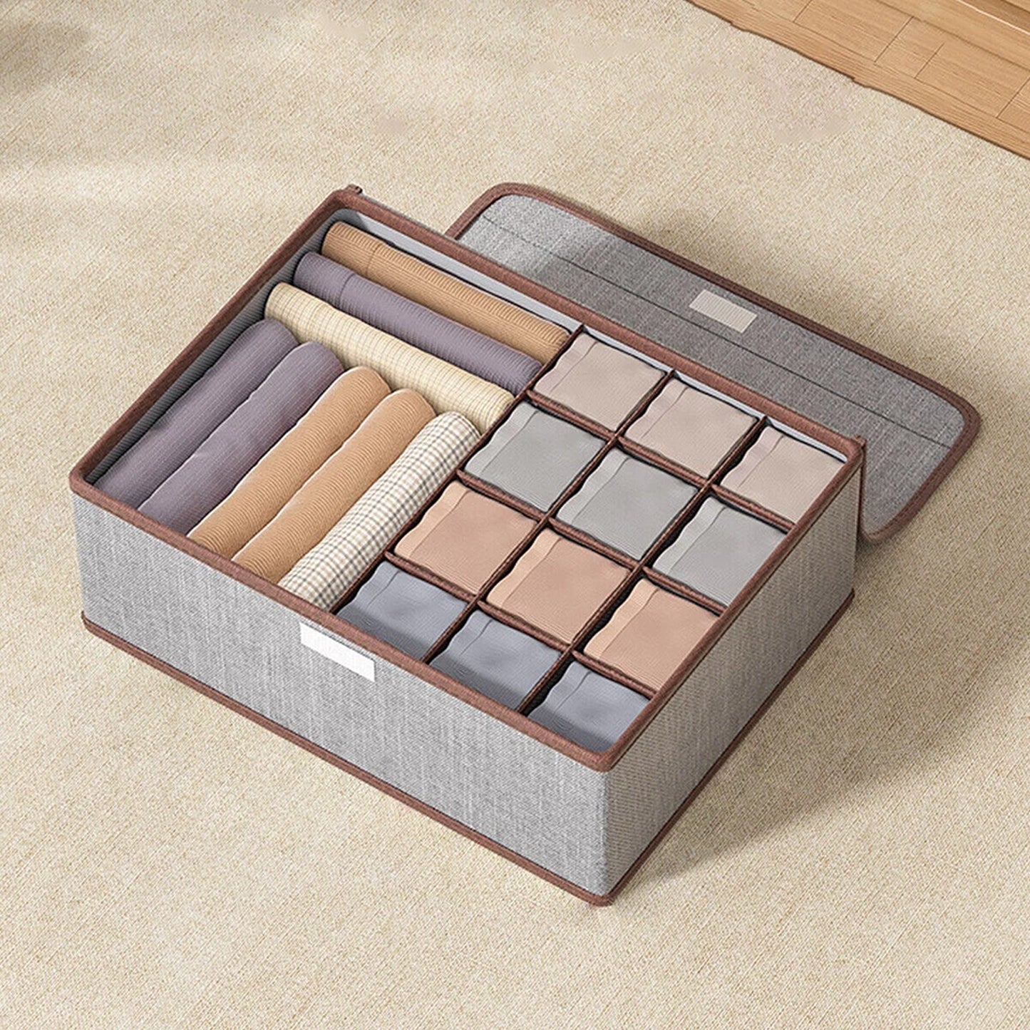 Grey Foldable Closet Drawer Organizer Boxes for Clothing Storage (Copy)
