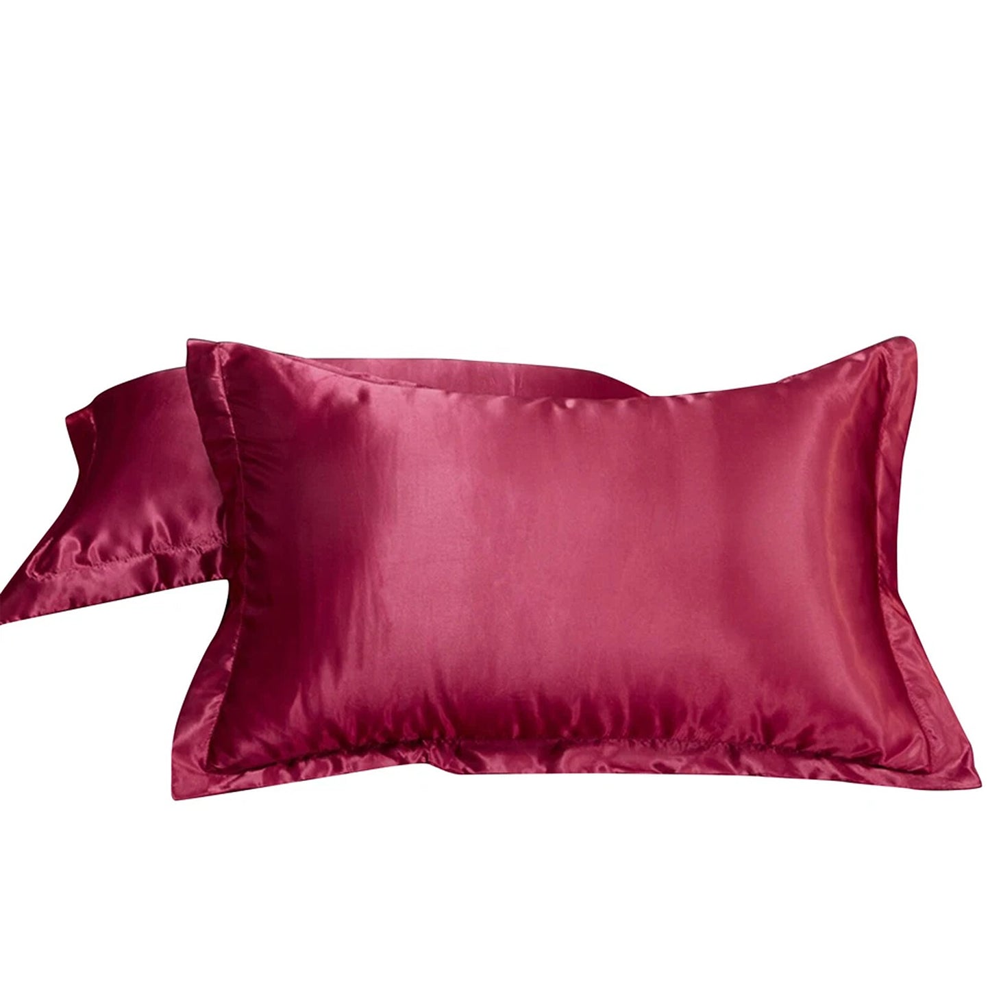 Red Silk Satin Pillowcase Set Standard Size 2 Pieces