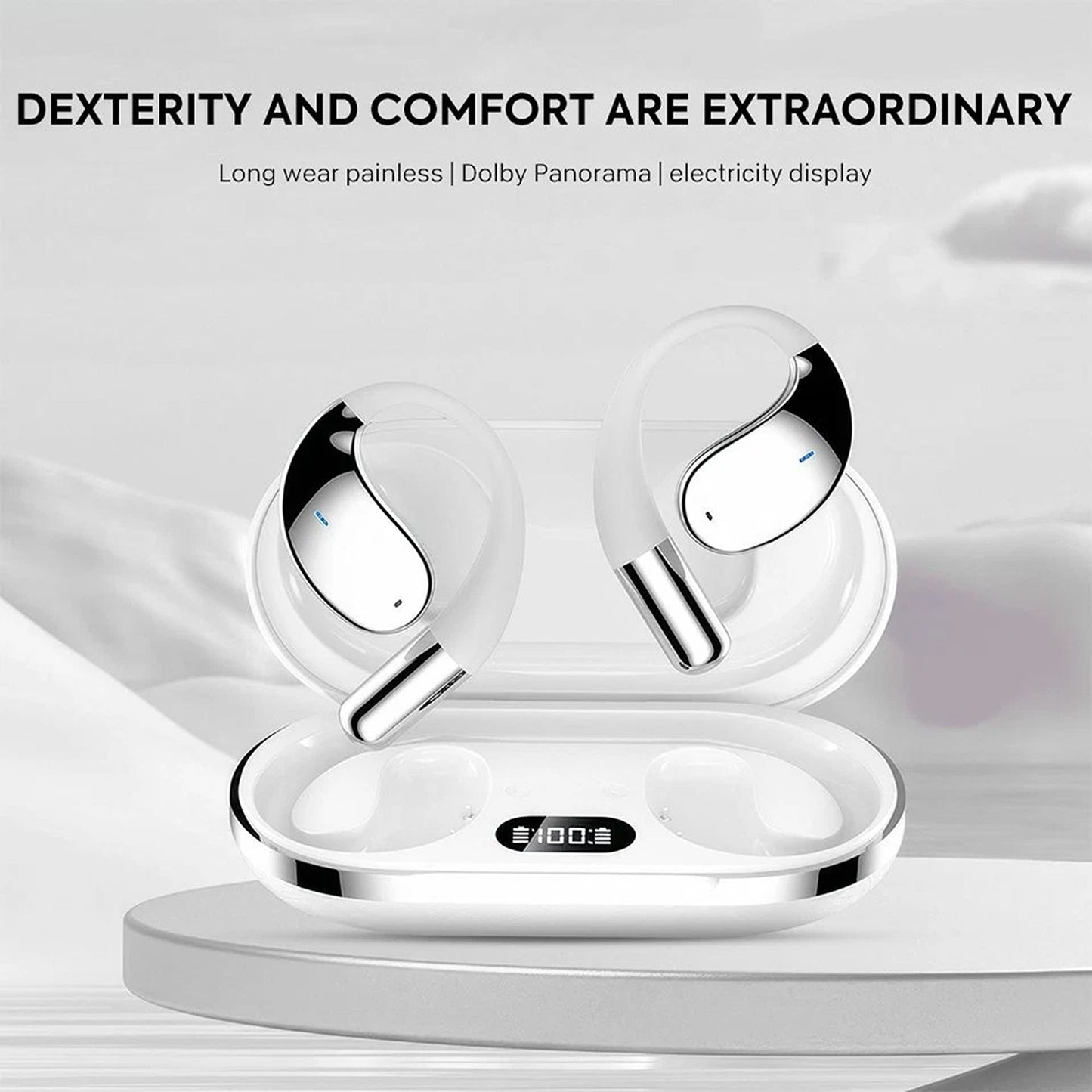 White Wireless Bluetooth Earphones Sport Gym Earbuds With Microphone Sweatproof