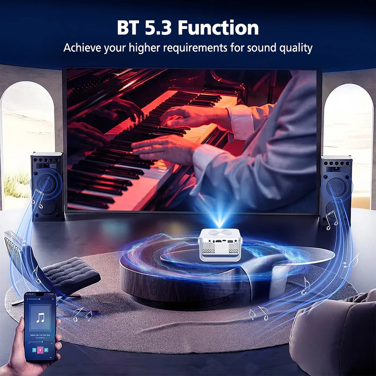 HD 1080p LED Projector with Auto Keystone HDMI USB and AUX Connection