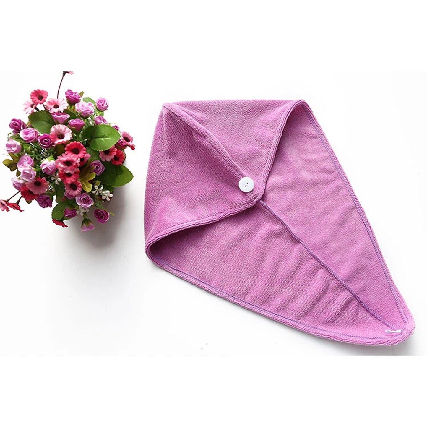 Purple Microfiber Hair Turban Towel for Bath and Beauty Care