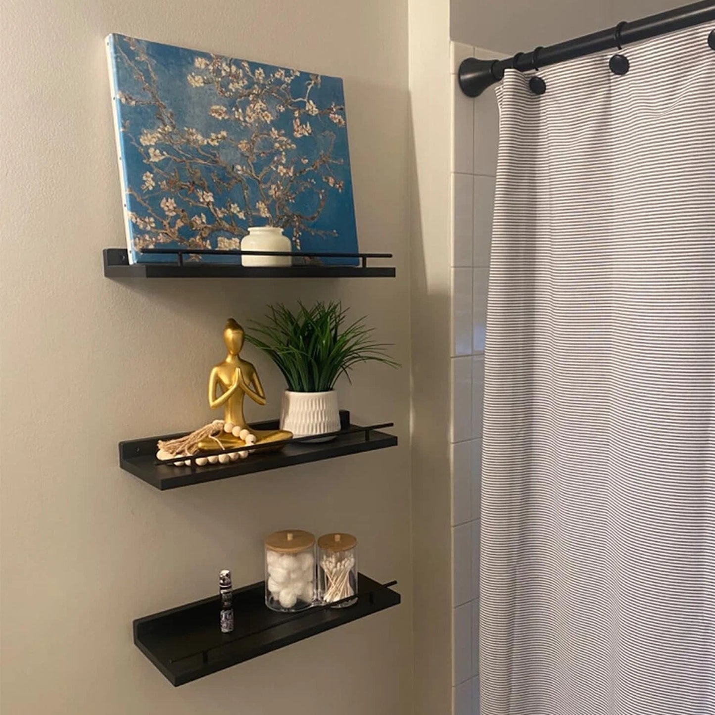Black Modern Floating Shelves for Books and Decor
