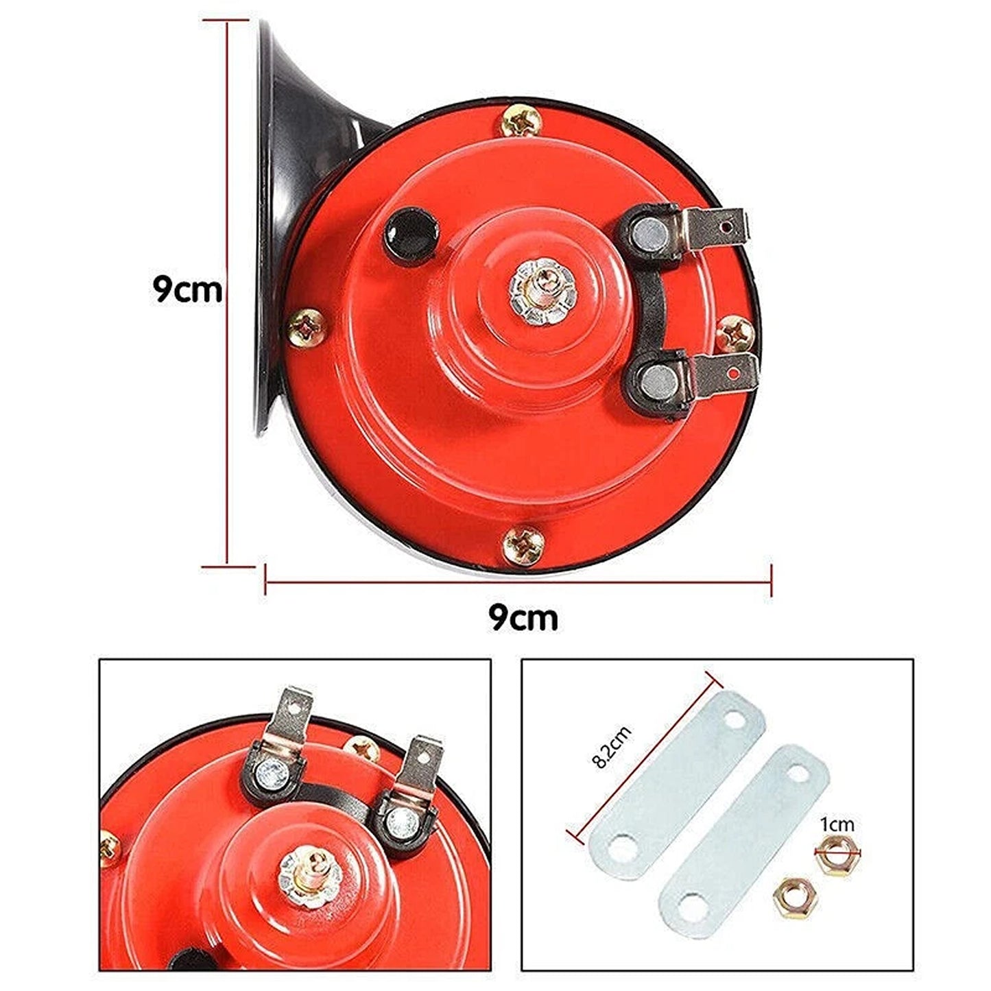 2 Piece 12V Dual Snail Horn Set for Cars and Motorcycles