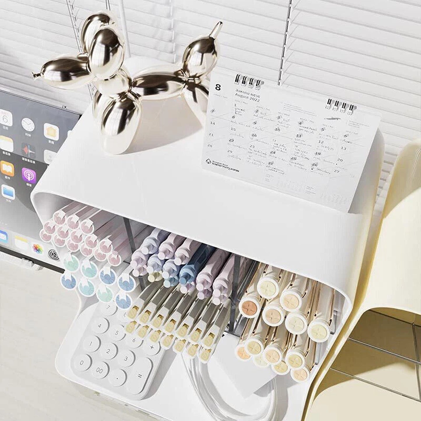 White Multi Purpose Desk Organizer for Pens and Stationery