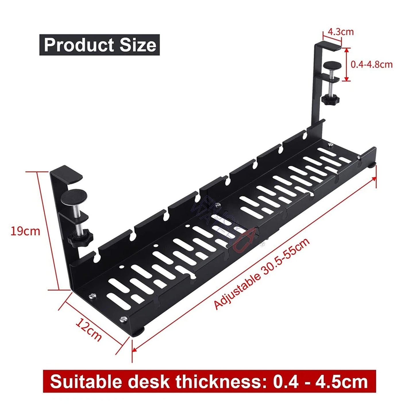 Black Cable Management Basket Tray For Desk Wire Storage Organizer