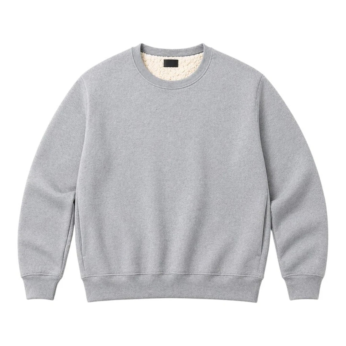 Grey Unisex Sherpa Fleece Lined Crewneck Sweatshirt