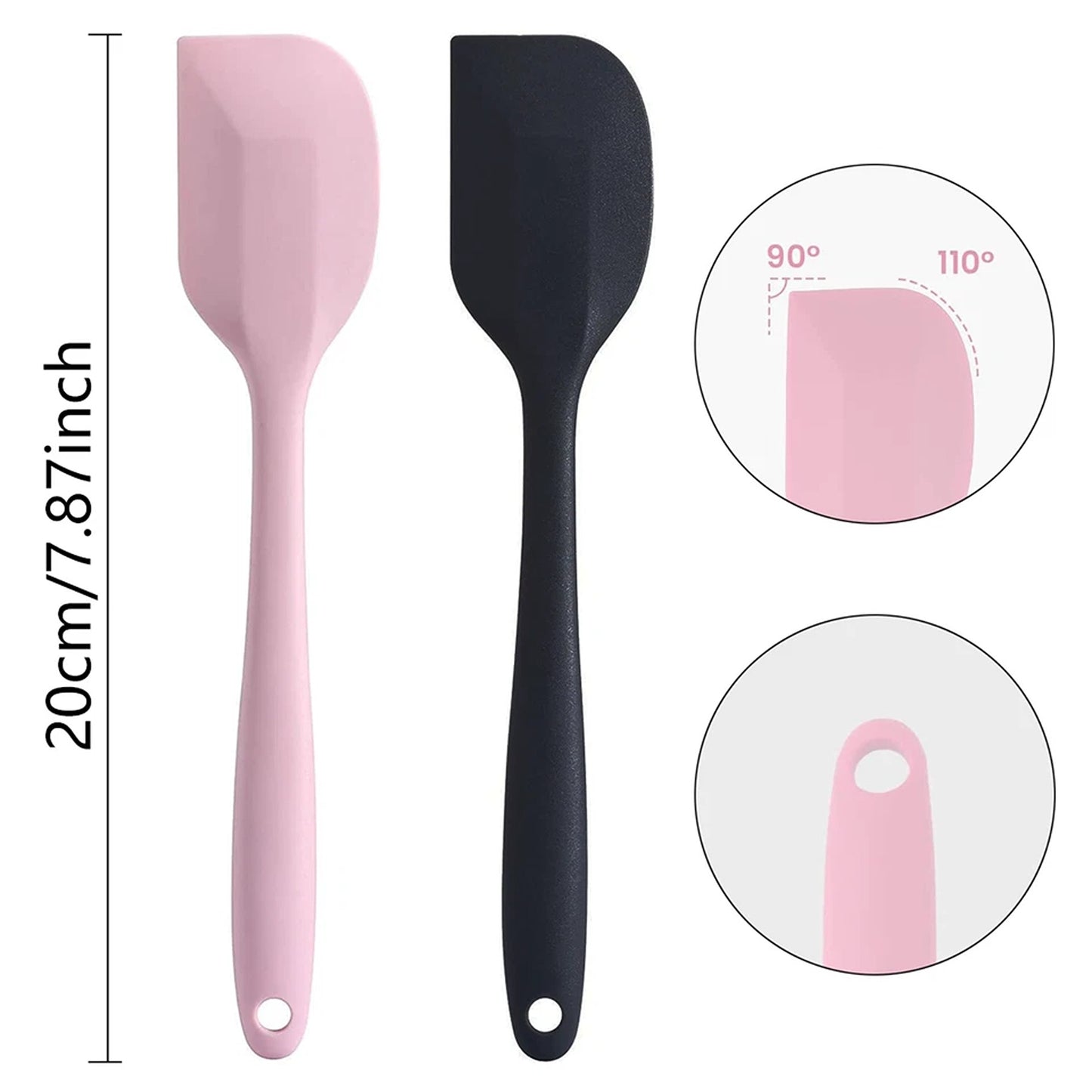 Black and Pink Silicone Butter Scraper and Baking Spatula Set 2pcs