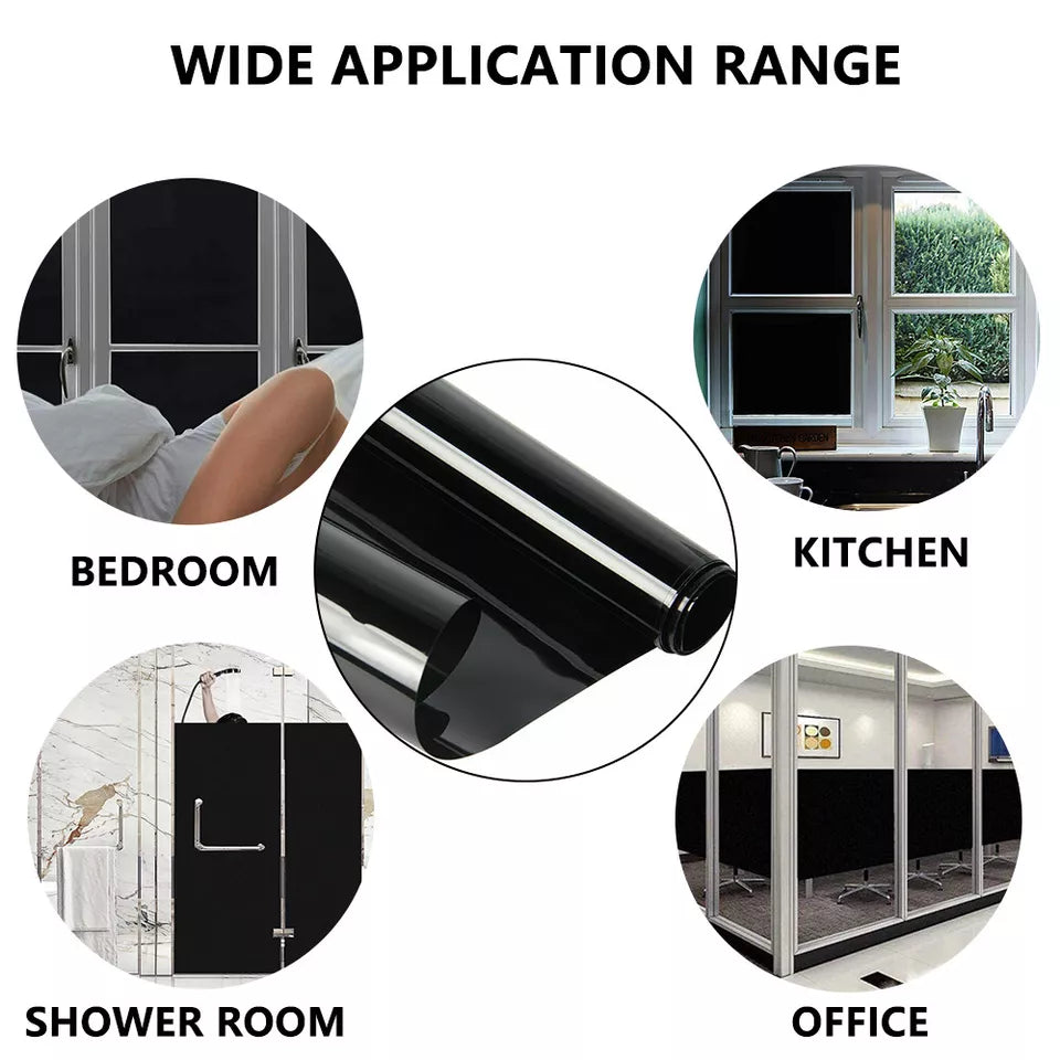 Blackout Static Cling Window Glass Film Privacy Protection To Block Sun Decor