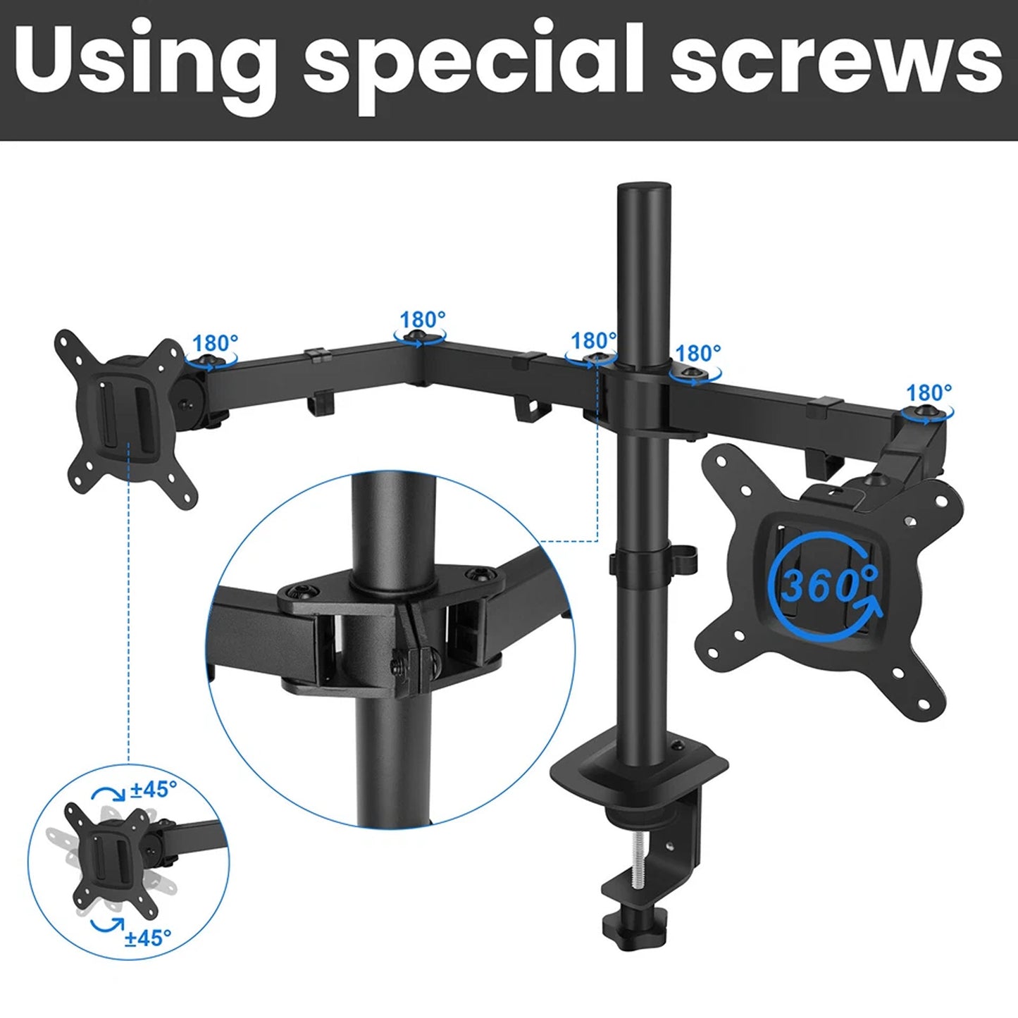 Dual Monitor Desk Mount with Adjustable Arms