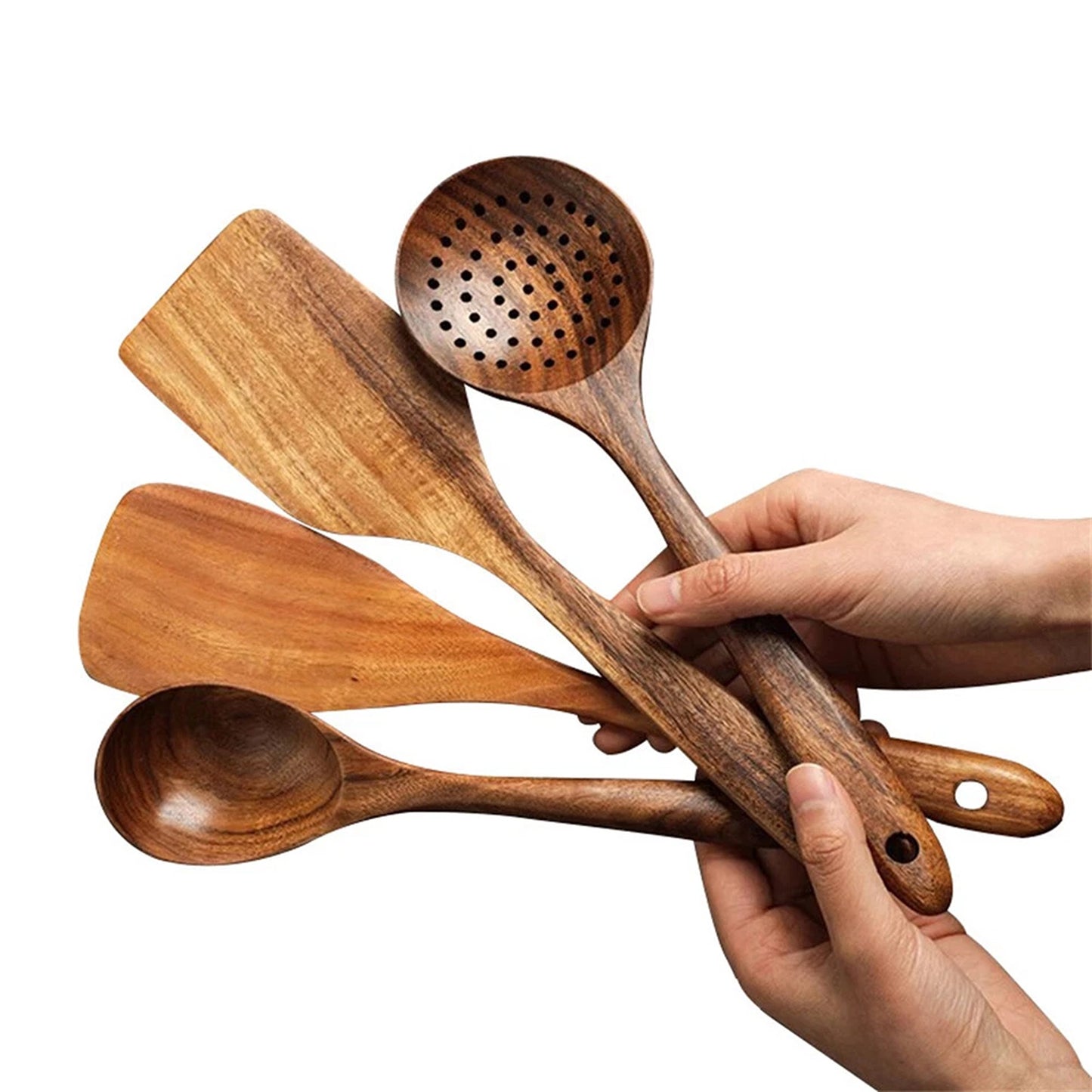 7 Piece Wooden Cooking Utensil Set for Home Chefs