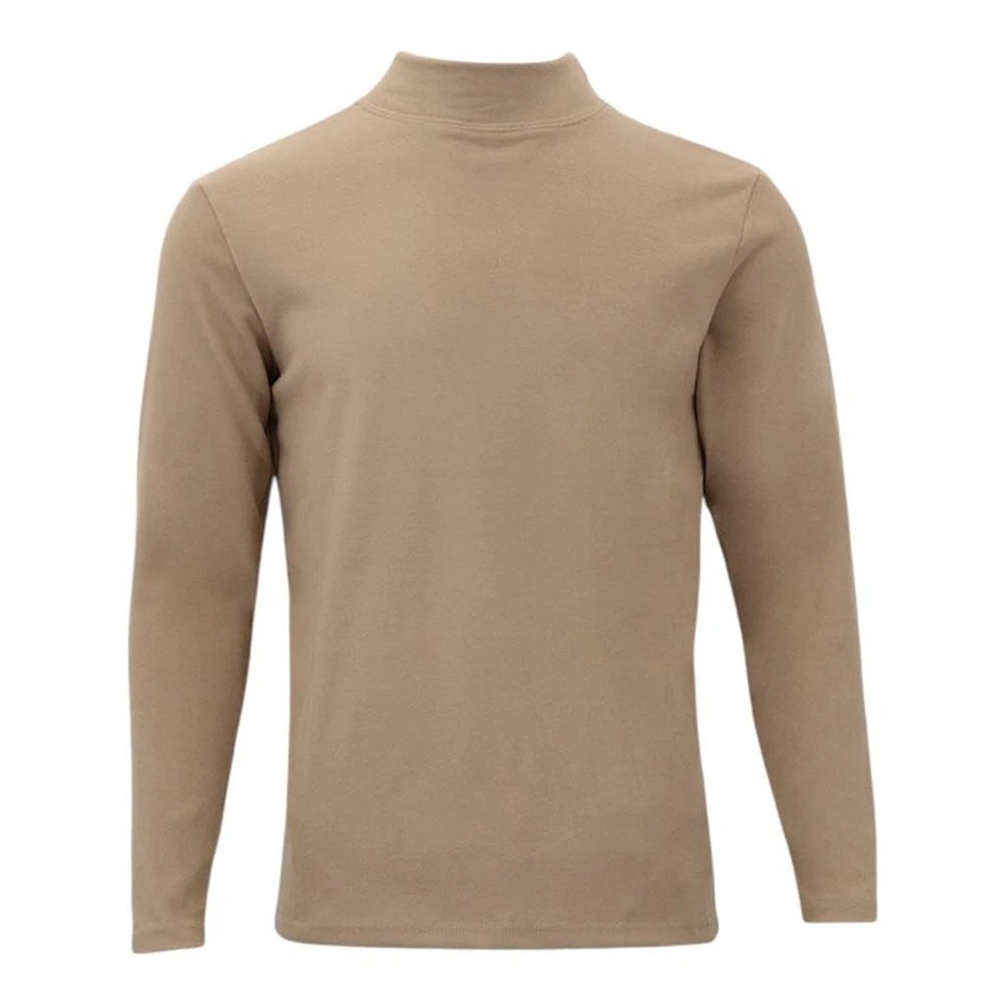 Beige Unisex Thermal Fleece Mock Neck Base Layer Top