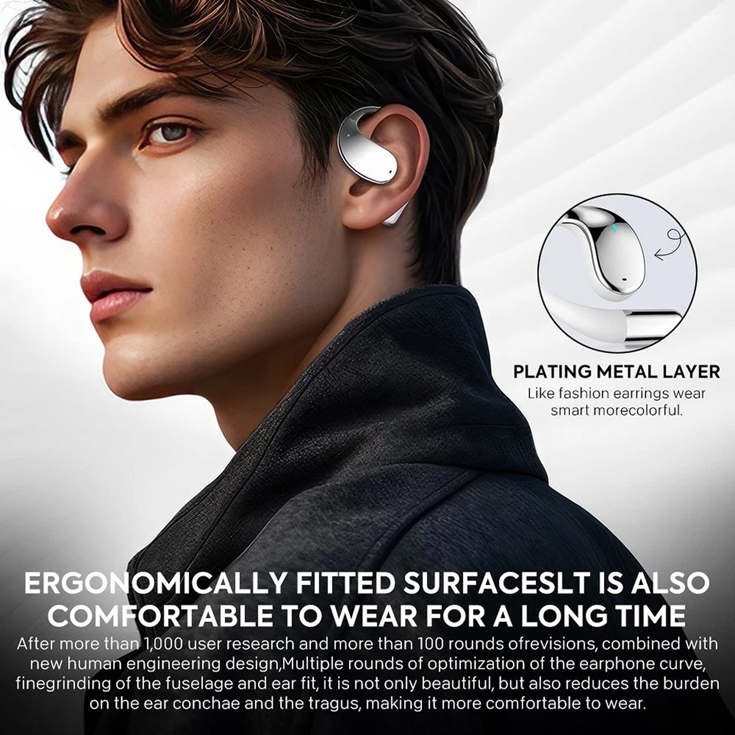 White Wireless Bluetooth Earphones Sport Gym Earbuds With Microphone Sweatproof