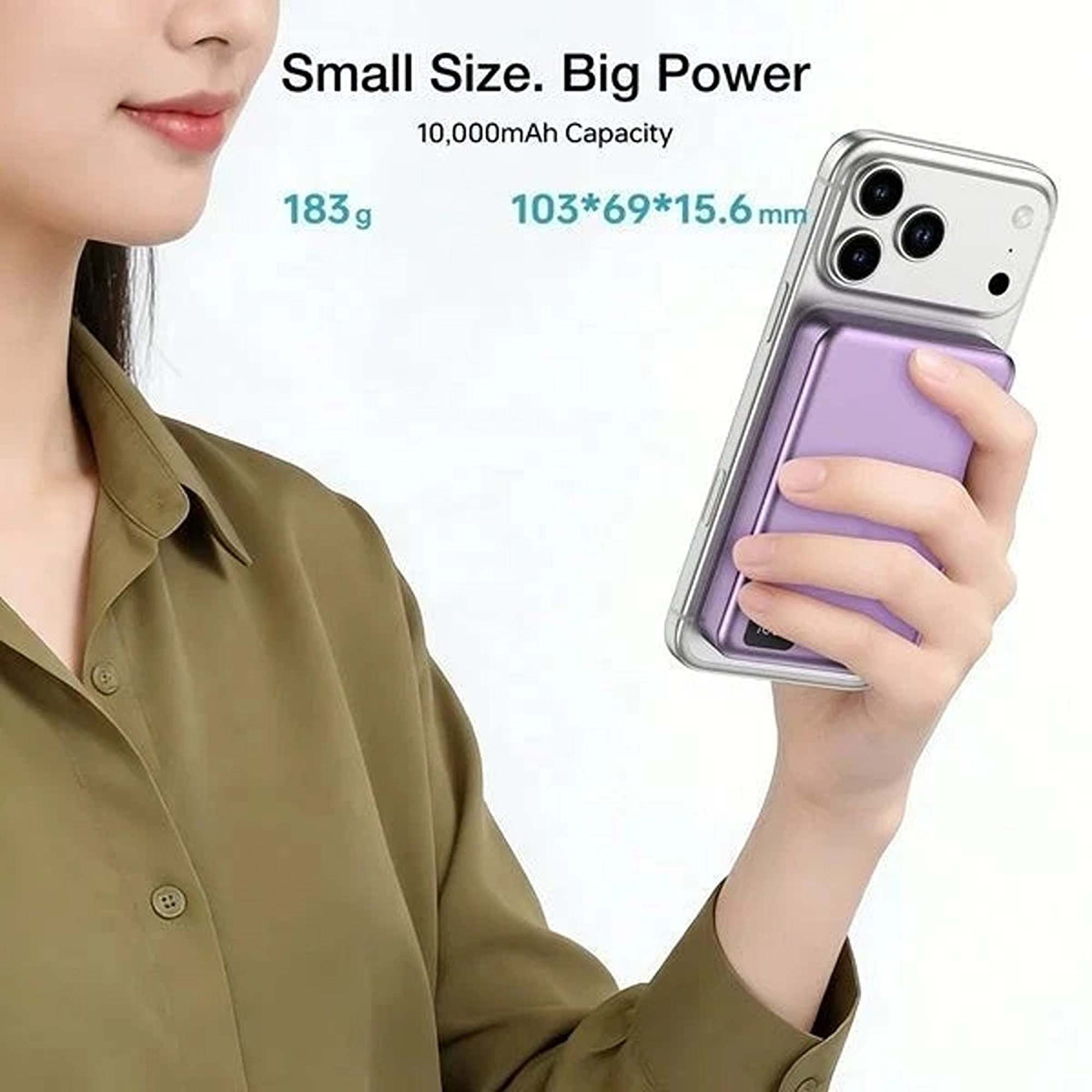 Magnetic Wireless Power Bank Portable Charger USB C for Smartphones 10000mAh