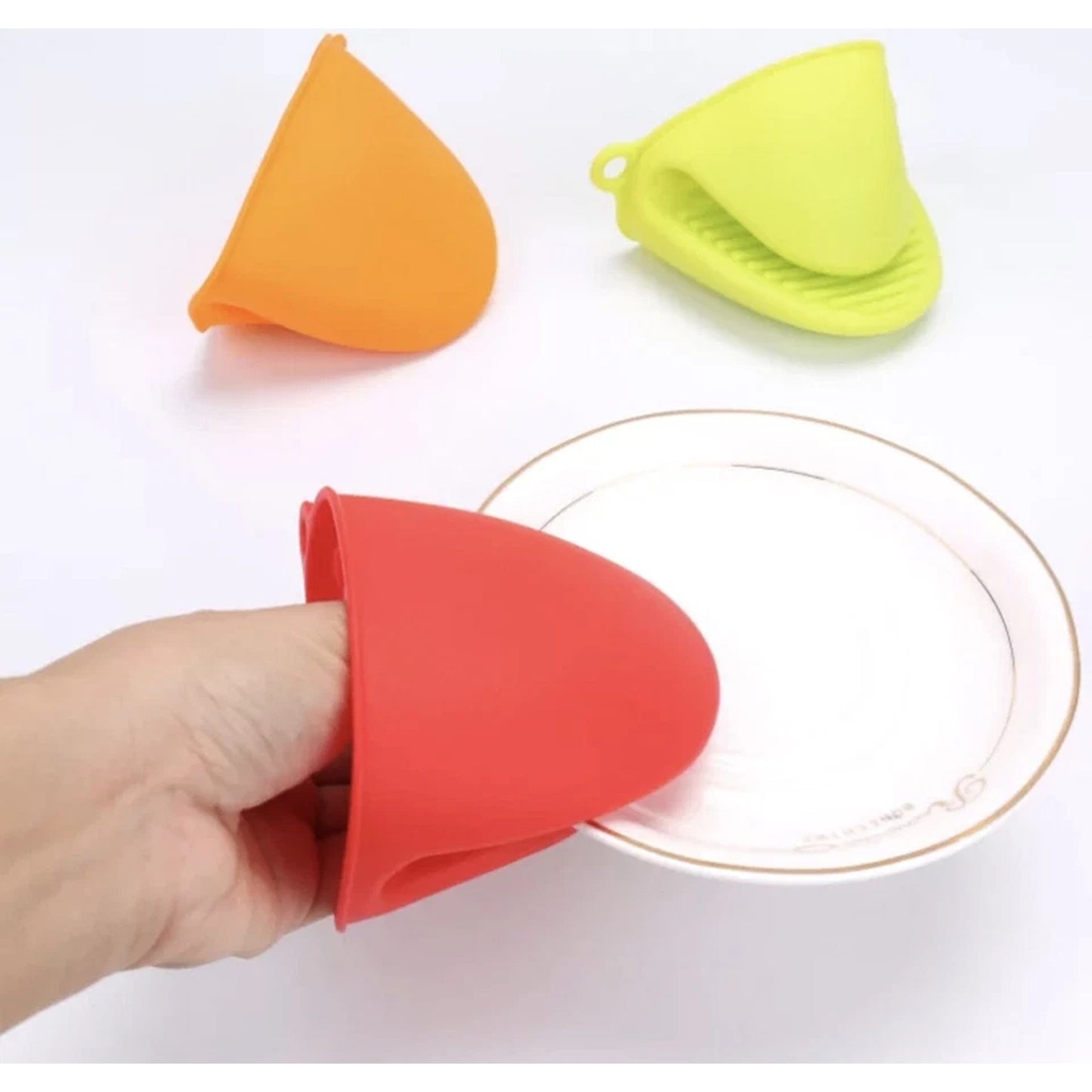 Green Silicone Pot Holder Oven Mitt Finger Protector Heat Resistant Grip