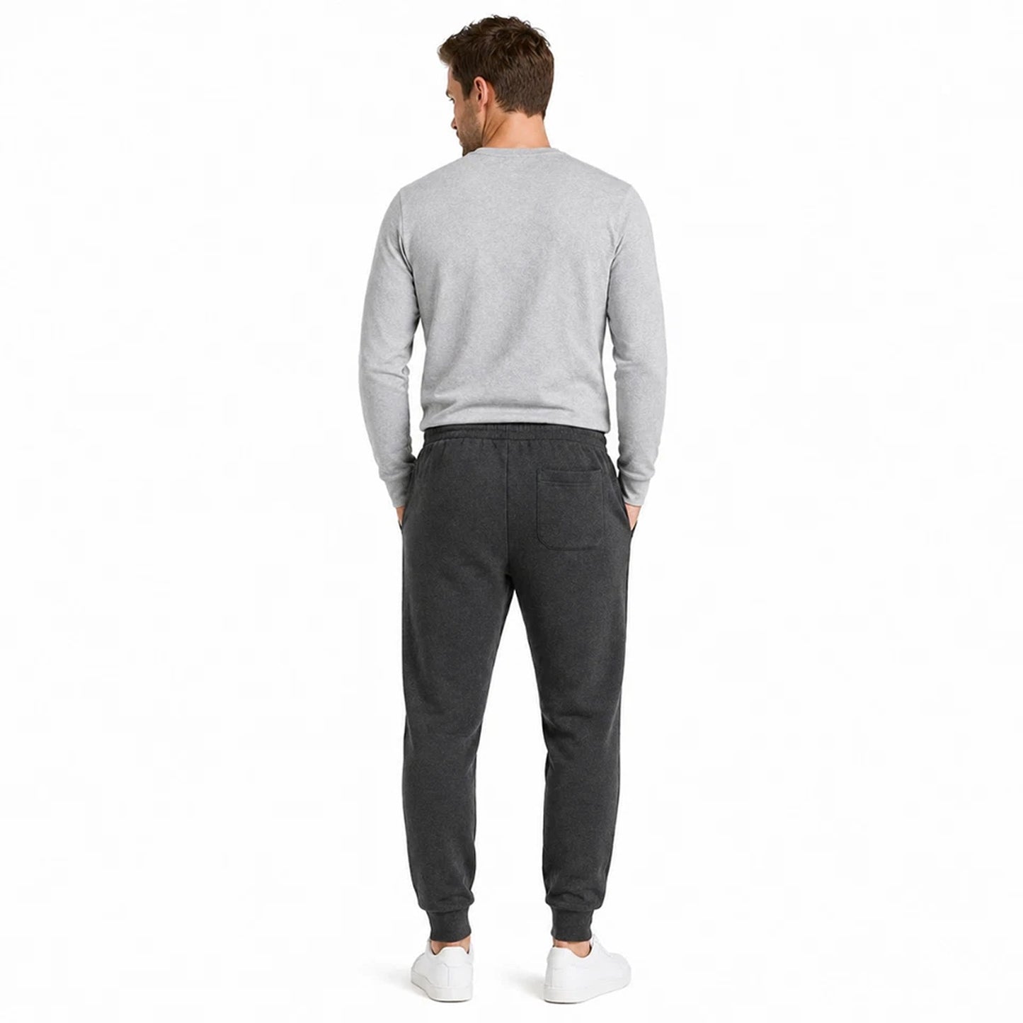 Black Unisex Sherpa Fleece Lined Track Pants with Cuffed Legs