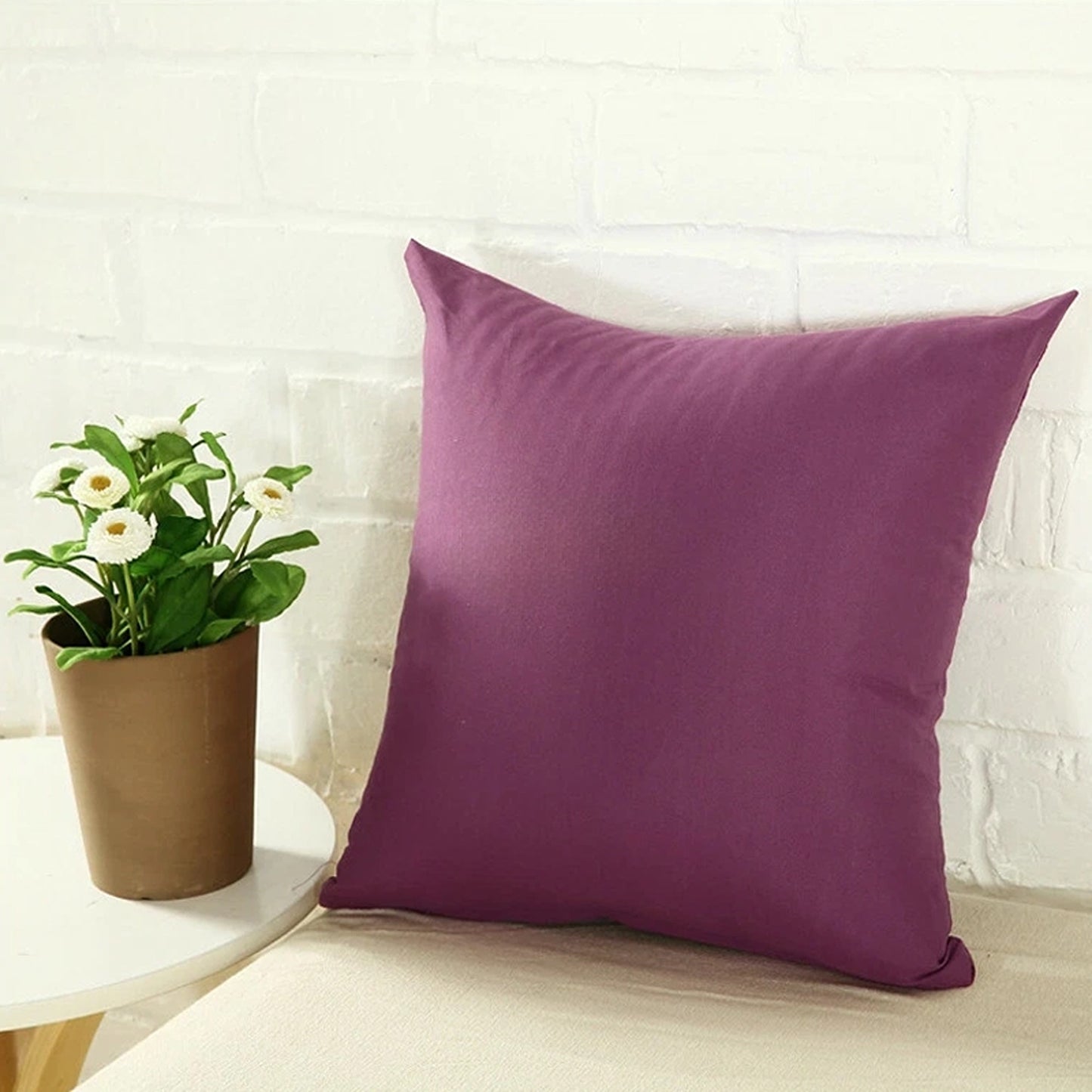 Dark Purple Minimalist Plain Cushion Cover Soft Decorative Pillow Case
