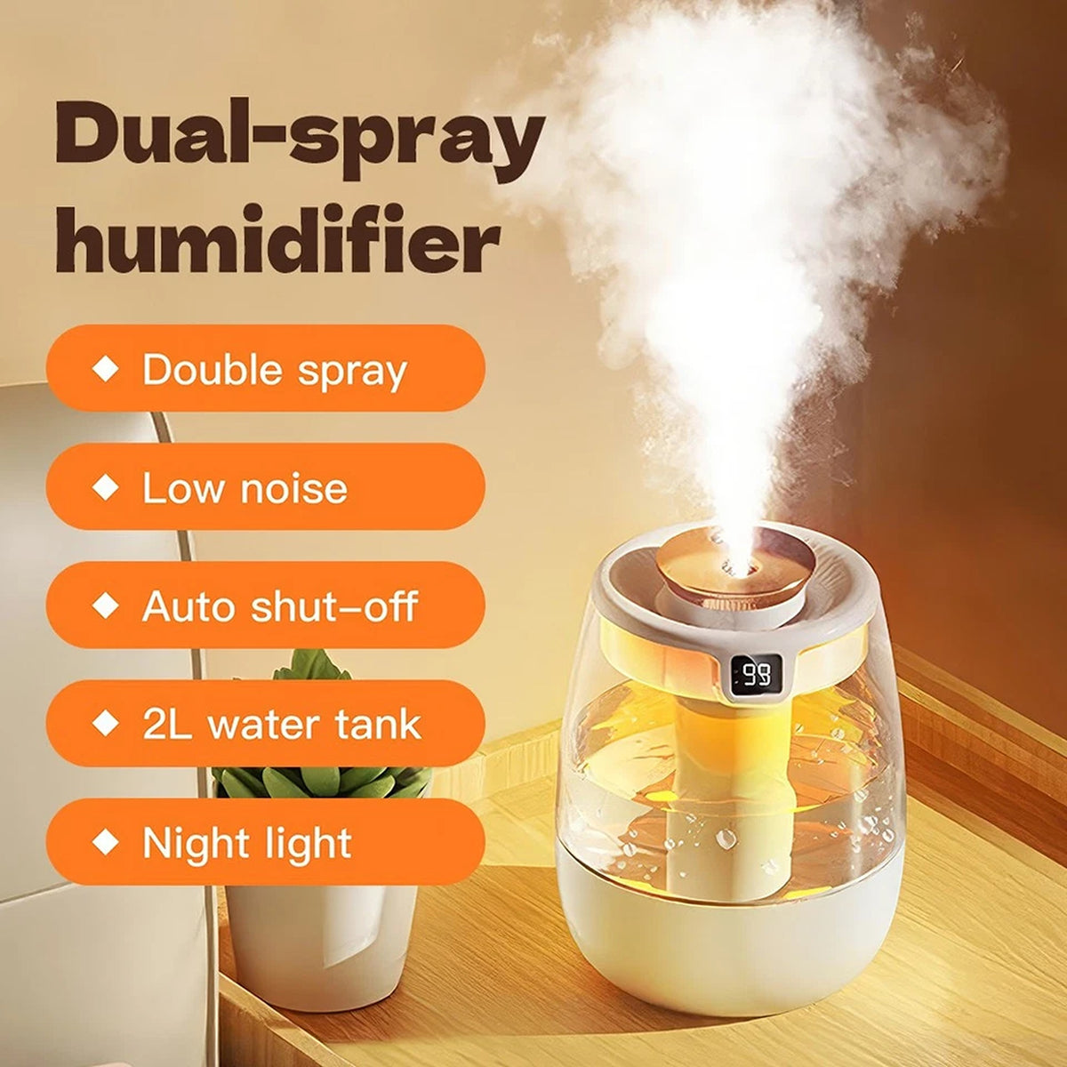 2L Ultrasonic USB LED Aroma Humidifier Essential Oil Mist Diffuser