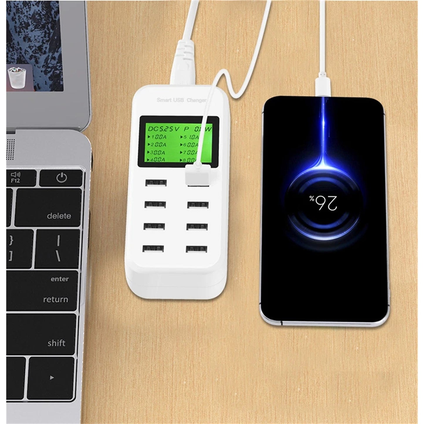 8 Port USB Charging Hub Station Multi Device Charger Dock