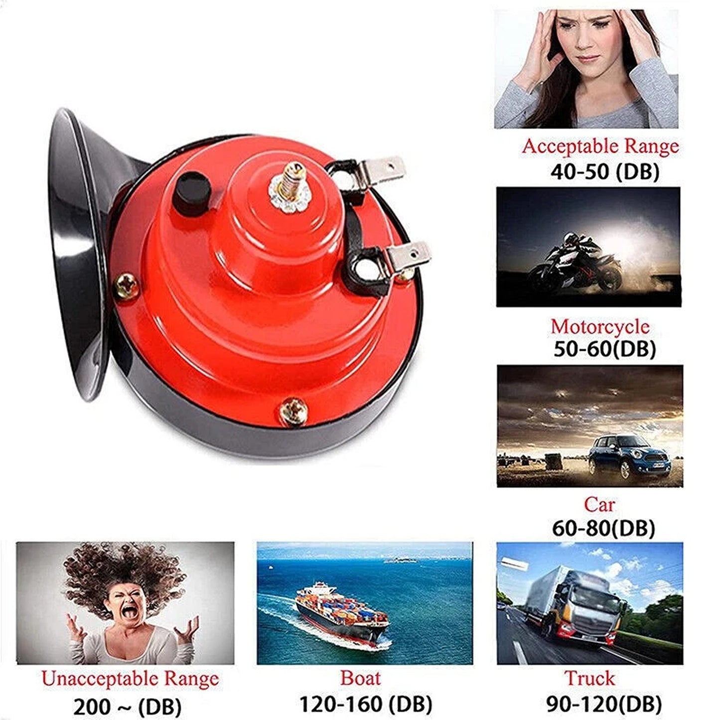 2 Piece 12V Dual Snail Horn Set for Cars and Motorcycles