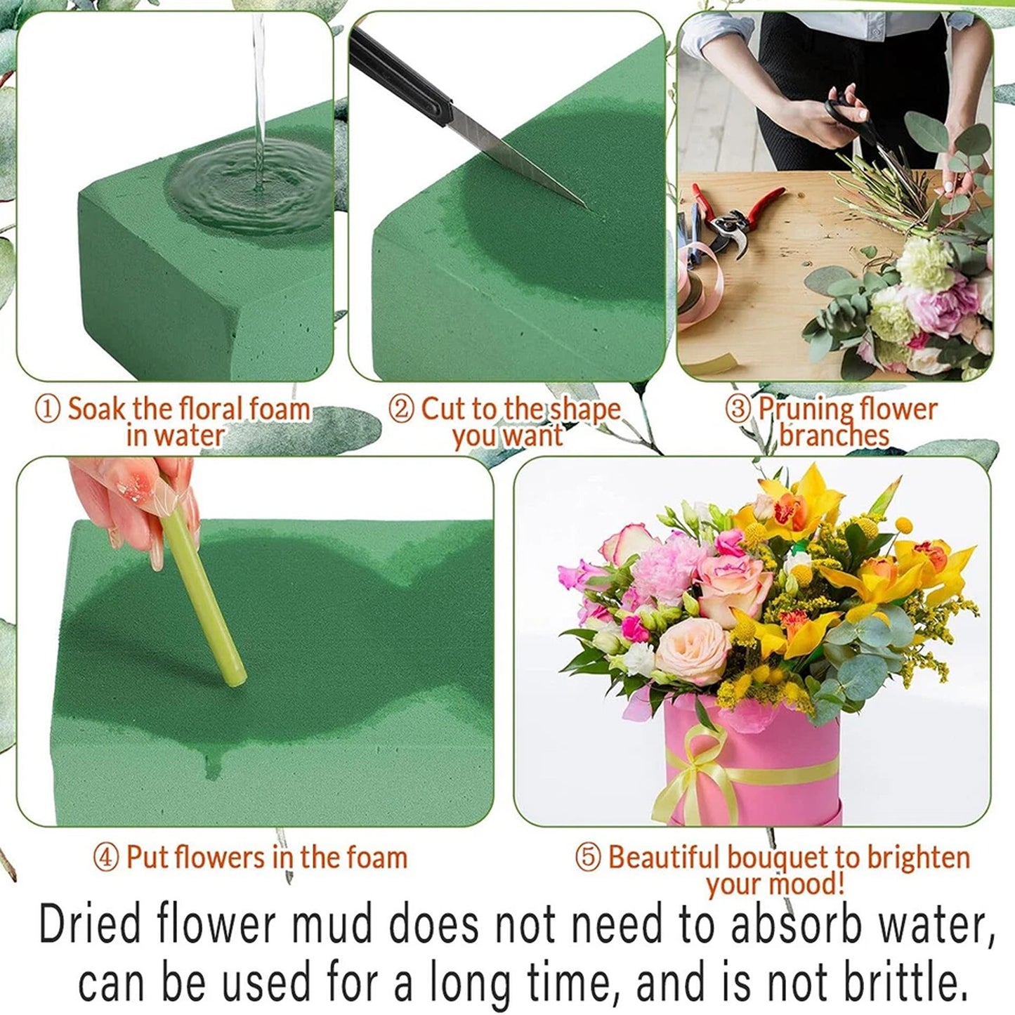 2 Piece Floral Foam Blocks for Fresh and Artificial Flowers