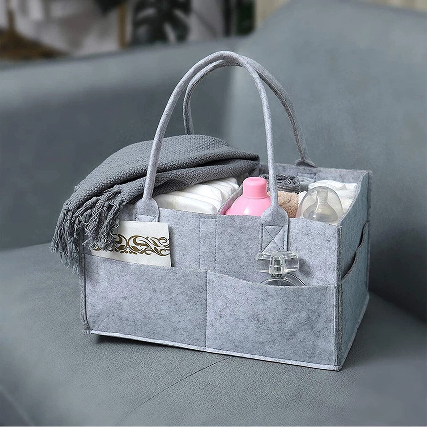 Portable Baby Diaper Storage Caddy Large Capacity Nursery Organizer