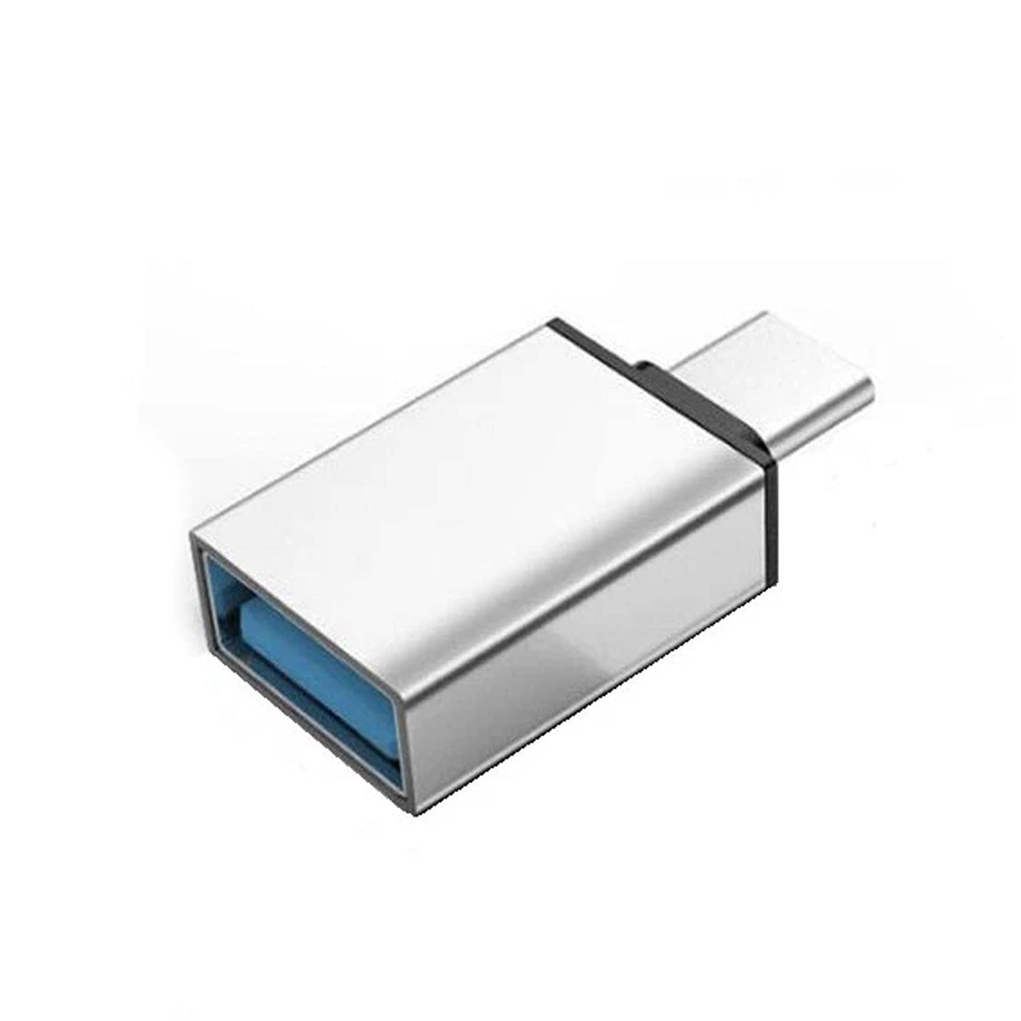 Silver USB C Male To USB 3.0 A Female OTG Adapter Fast Data Converter